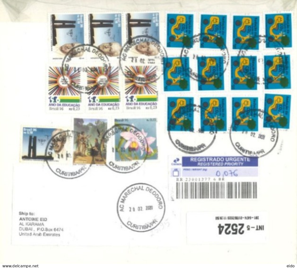 BRAZIL : 2020 -  REGISTERED STAMPS COVER TO  DUBAI. - Covers & Documents