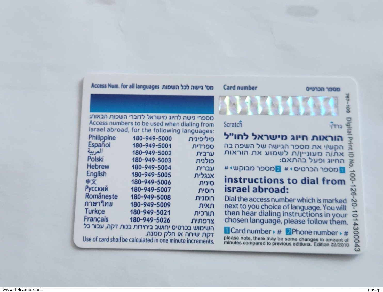 ISRAEL-(BEZ-INTER-723)-Roi Yehoshua-Manager Of Business-(21)(1014300043)(1.2.10)mint Card - Israele
