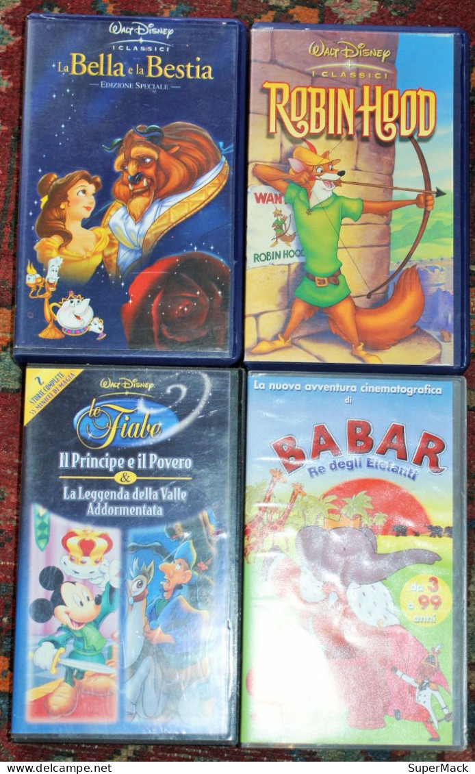 Lot De 4 Cassettes VHS Walt Disney (VERSION ITALIENNE) - Animatie