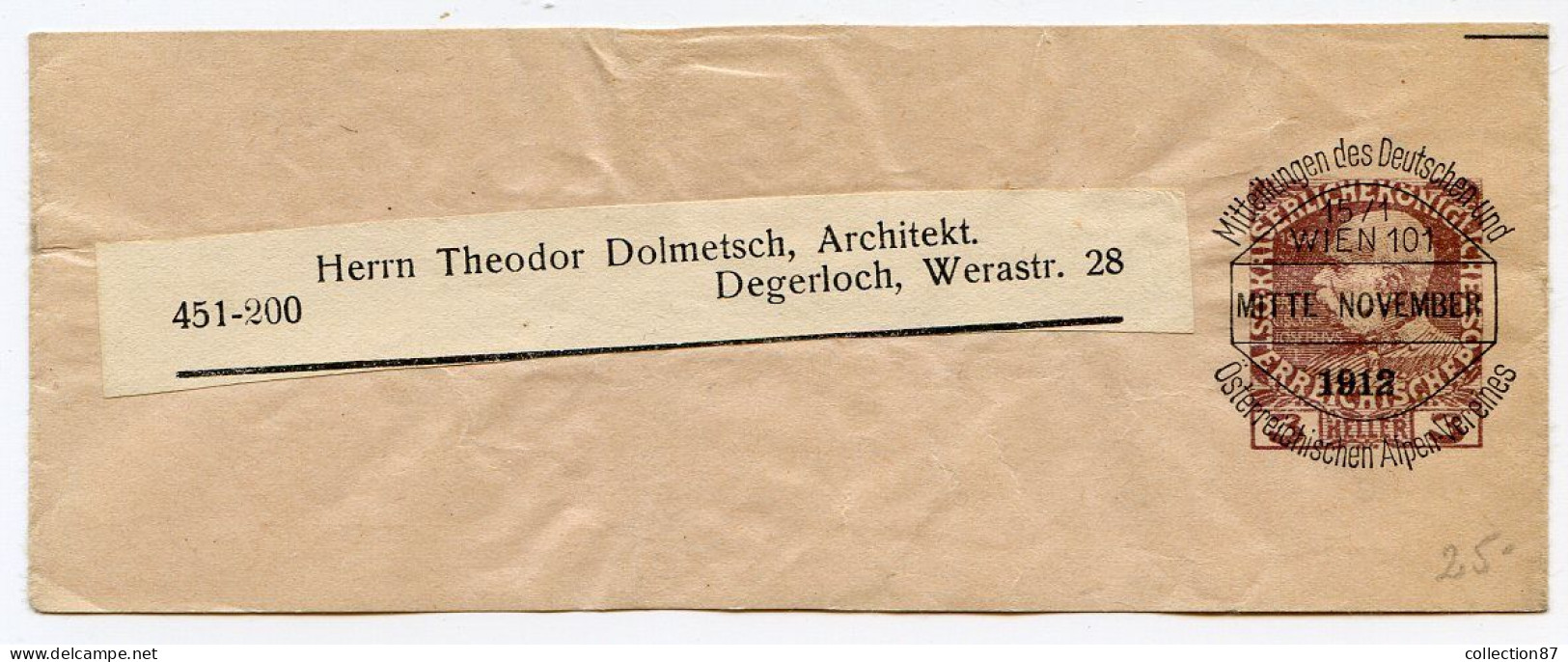 Réf 79 < AUTRICHE < ENTIER Bande Journal Avec Cachet Exposition 1912 -- Francois Joseph - Streifbänder