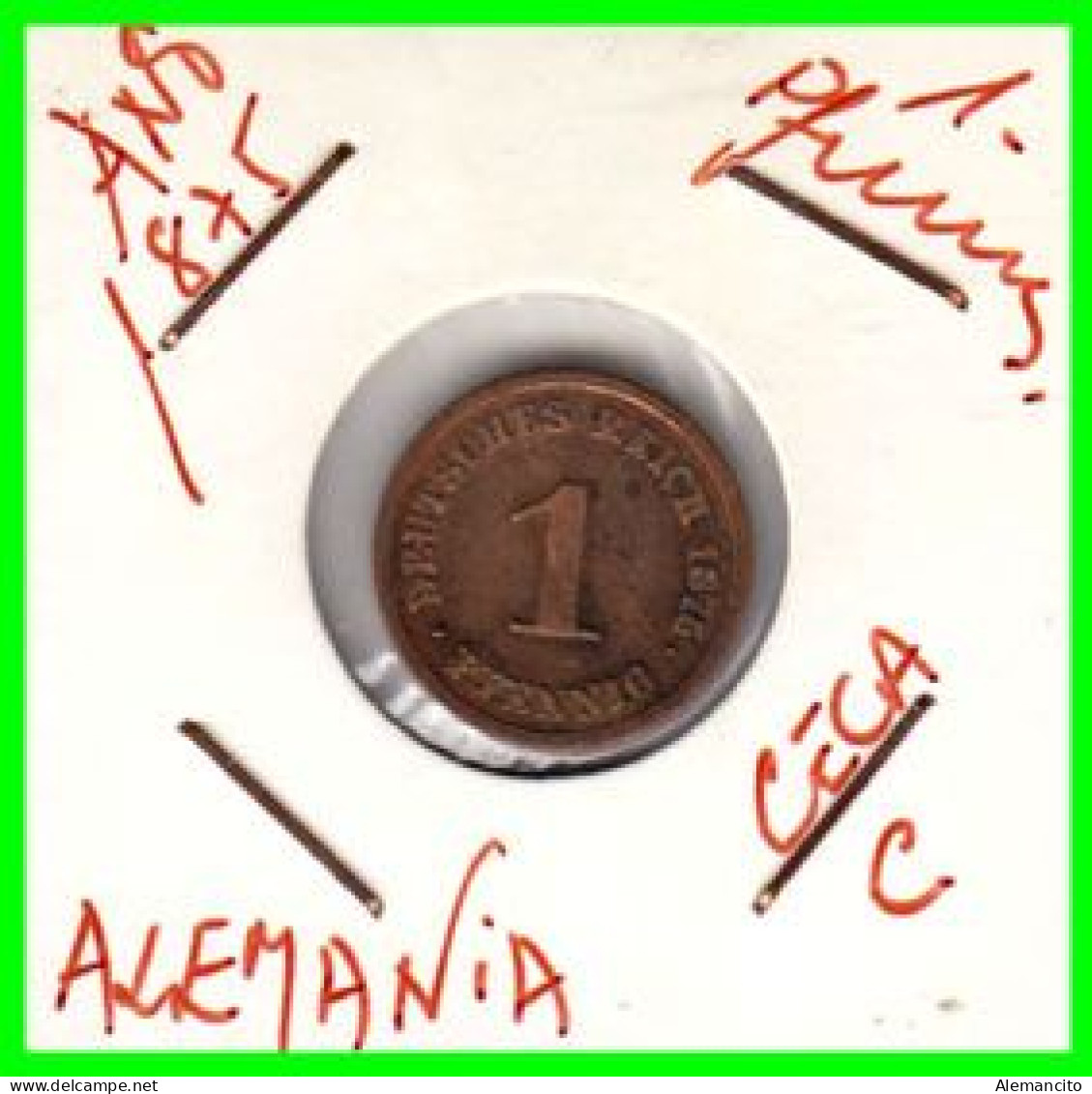 ALEMANIA – GERMANY - IMPERIO MONEDA DE COBRE DIAMETRO 17.5 Mm. DEL AÑO 1875 – CECA-C- KM-1  GOBERNANTE: GUILLERMO I - 1 Pfennig