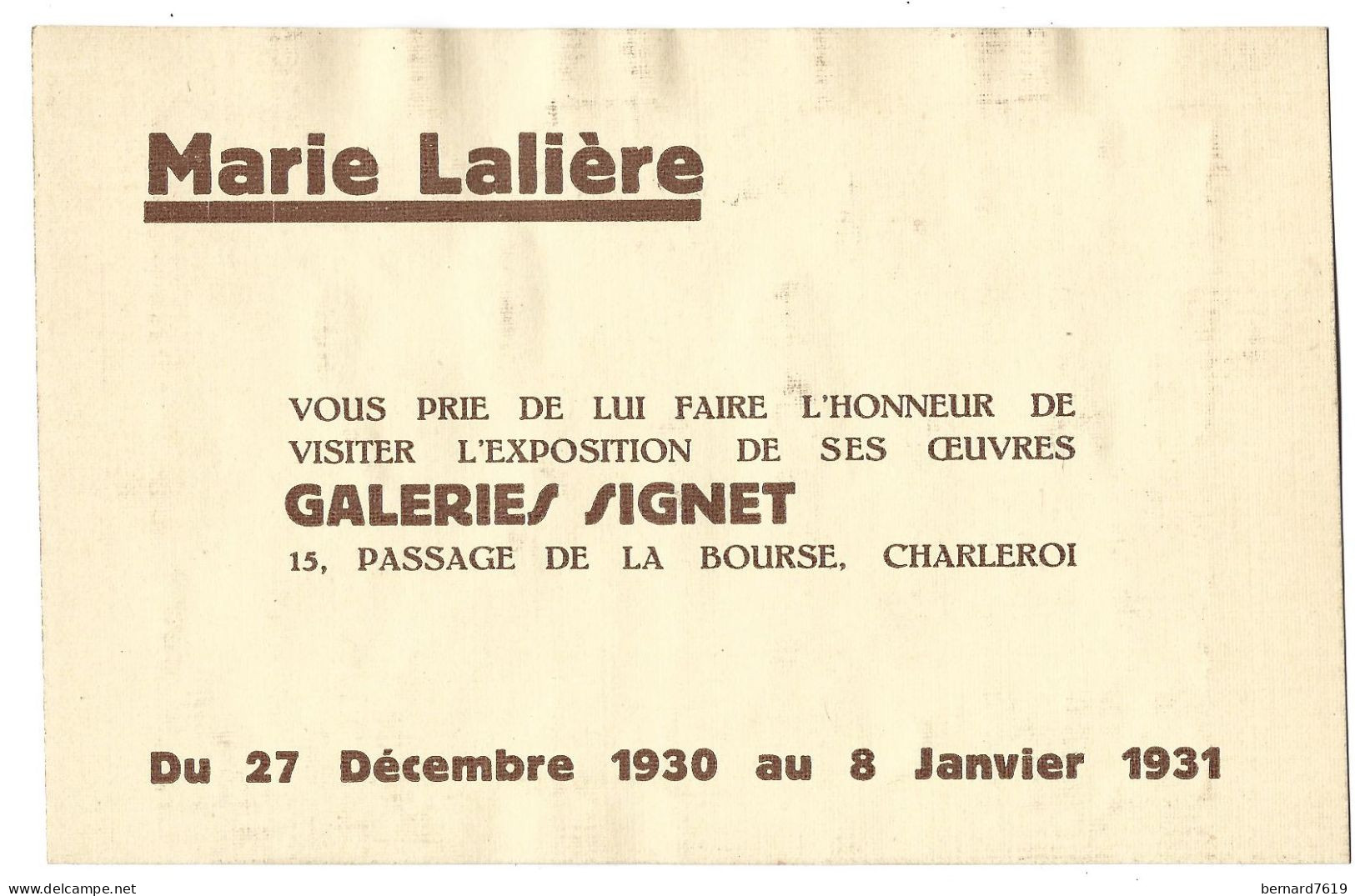 Belgique -   Boussu - Le Chateau  -  Verso  Marie Laliere   Galerie  Signet    Charleroi  1931 - Boussu