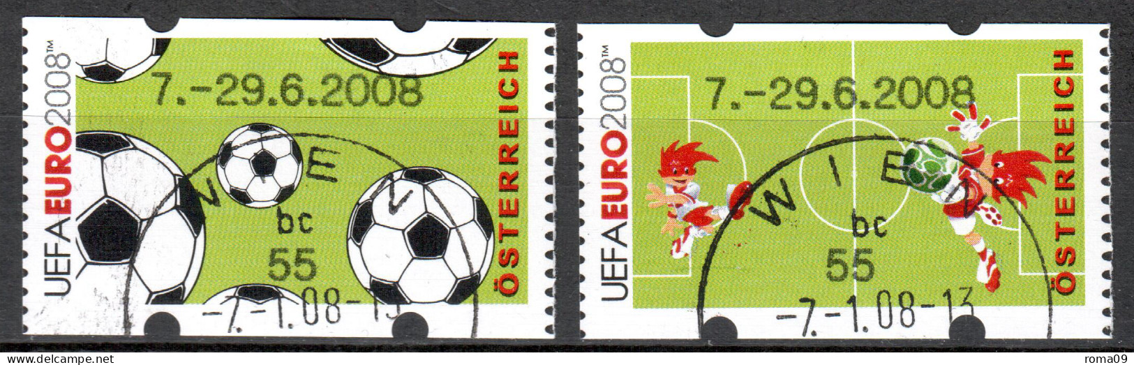 MiNr. ATM 10 + 11  A, Eindruck: „7.–29.6.2008“; Fußball-Europameisterschaft, Österreich Und Schweiz.; Gestempelt - Machine Labels [ATM]