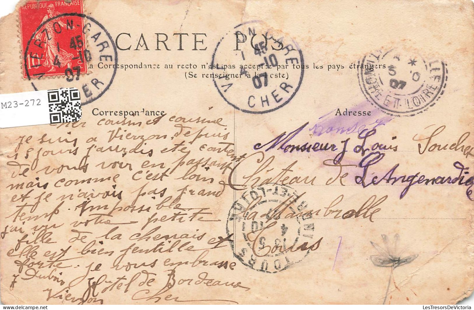FRANCE - Cher - Vierzon - Le Canal Du Berry - Barques - Carte Postale Ancienne - Vierzon