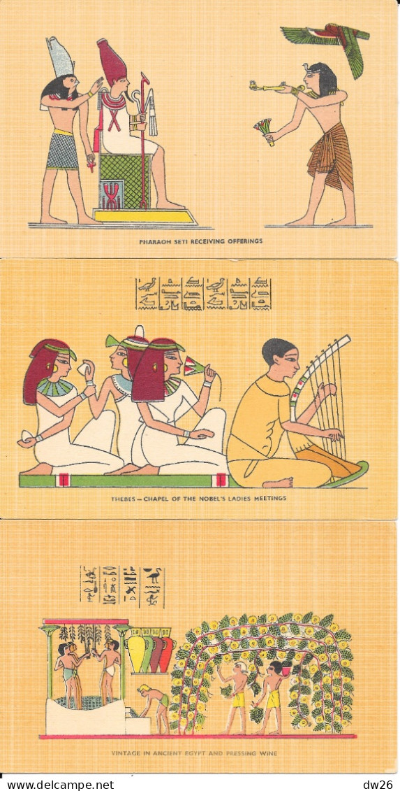 Egypte, Illustrations (Scene Of Pharaoh, Ancient Egypt, Thebes...) Lot De 8 Cartes Non Circulée By Lehnert & Landrock - Collections & Lots