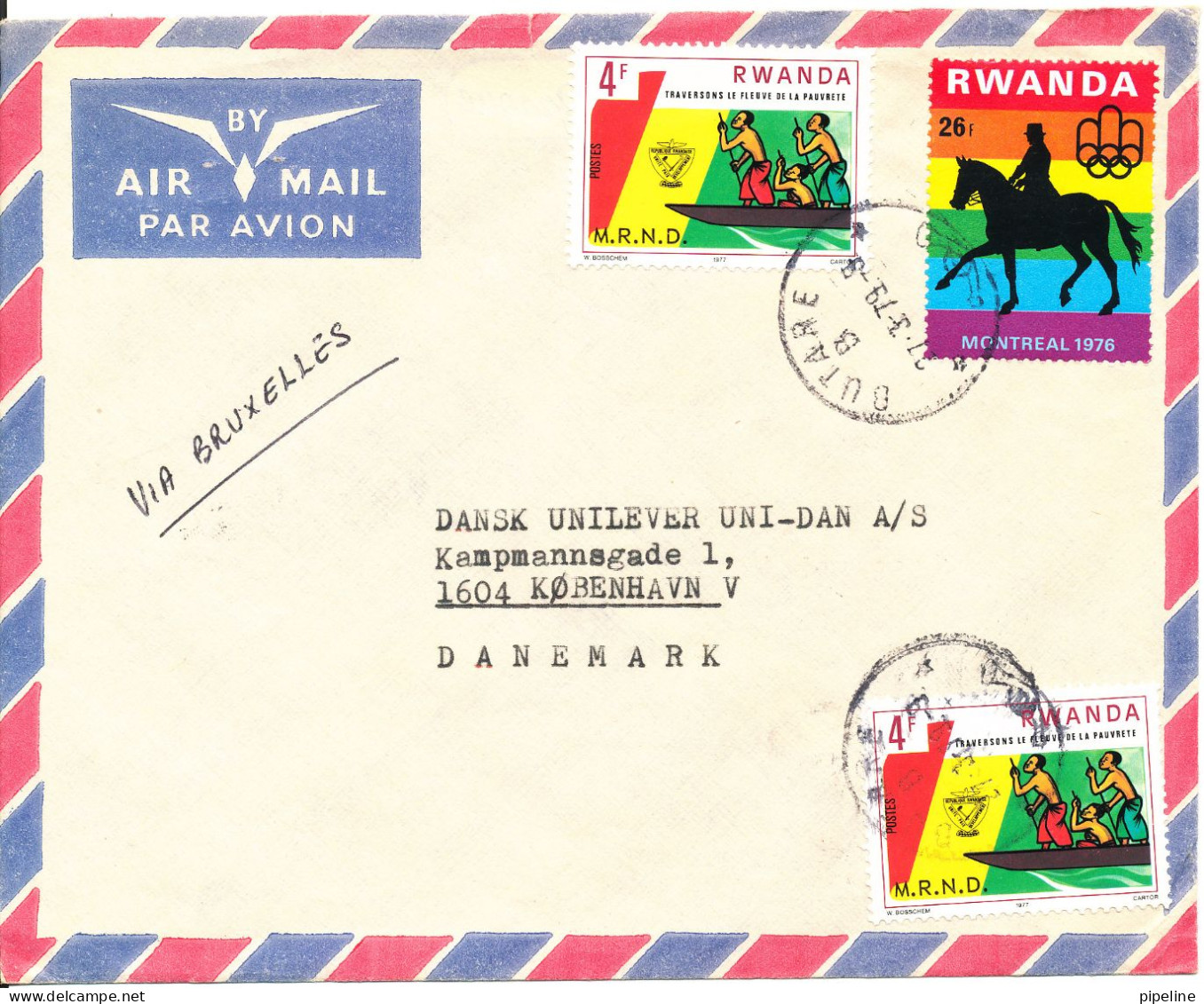 Rwanda Air Mail Cover Sent To Denmark 27-3-1979 Topic Stamps - Gebraucht