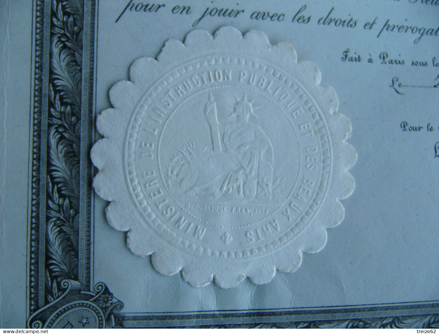 1886 Diplôme Bachelier ès Lettres Académie De Rennes à M. Foubert Né à Sillé Le Guillaume 72 Sarthe - Diplômes & Bulletins Scolaires