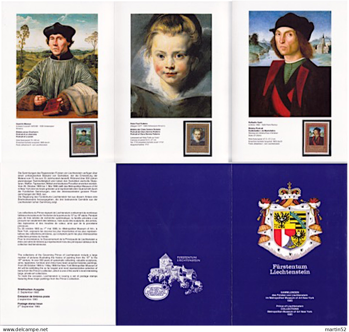 Liechtenstein 1985: Gemälde Von Massys, Rubens, Raffael Zu 821-823 Mi 881-883 Yv 822-824 FDC+MK-Set N° 57 (Zu CHF 11.00) - Storia Postale