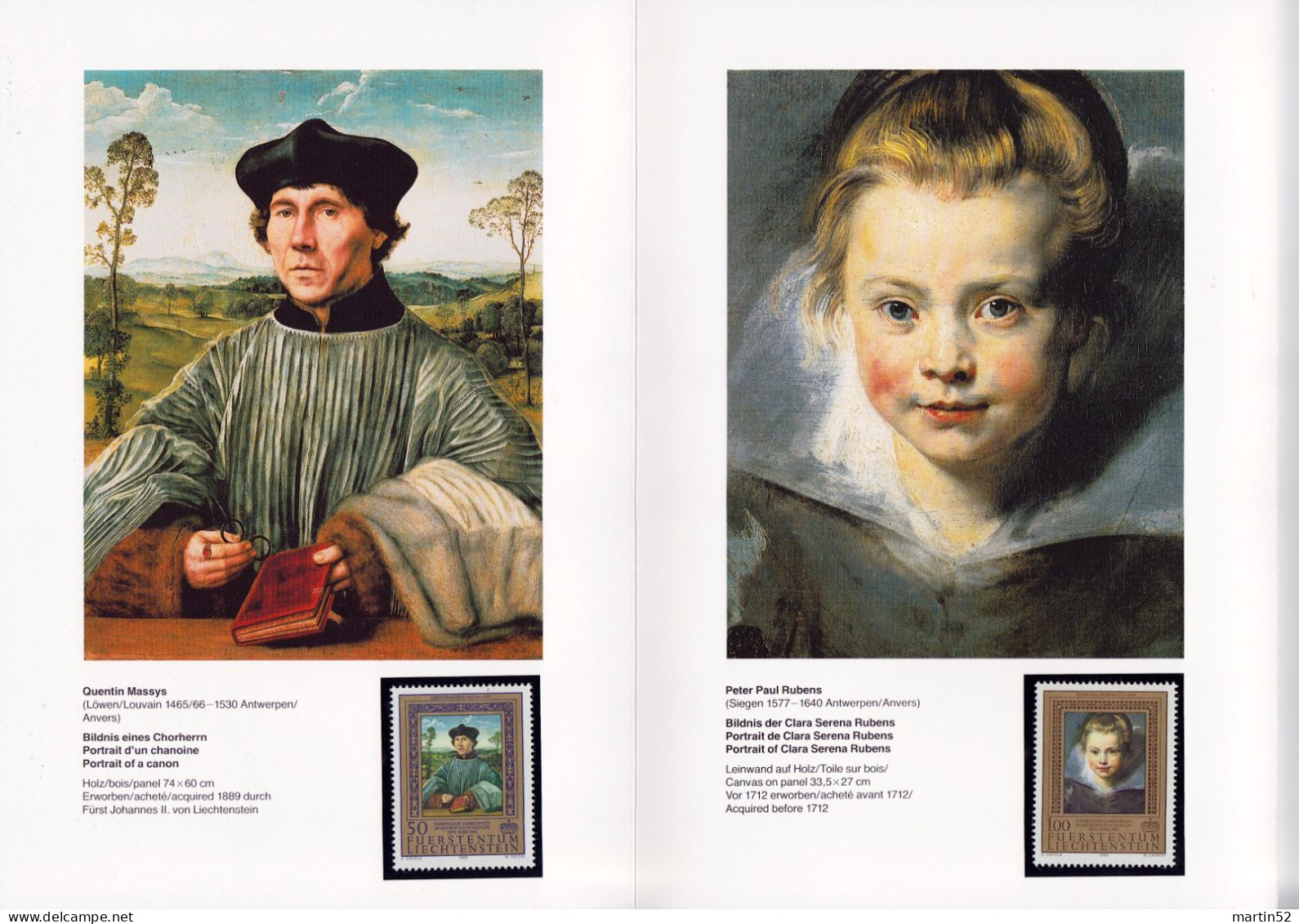 Liechtenstein 1985: Gemälde Von Massys, Rubens, Raffael Zu 821-823 Mi 881-883 Yv 822-824 FDC+MK-Set N° 57 (Zu CHF 11.00) - Brieven En Documenten