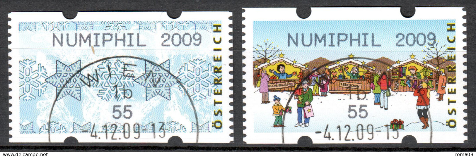 MiNr. ATM 14 + 15  D, Eindruck: „NUMIPHIL 2009“; Weihnachten; Gestempelt - Timbres De Distributeurs [ATM]