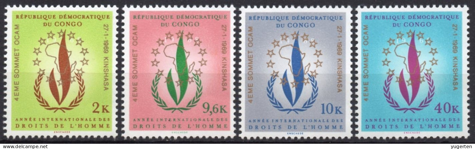 Congo 1969 - 4v - MNH - Overprint - Int. Year Of Human Rights - Droits De L'Homme - Menschenrechte - Diritti Umani - Gezamelijke Uitgaven