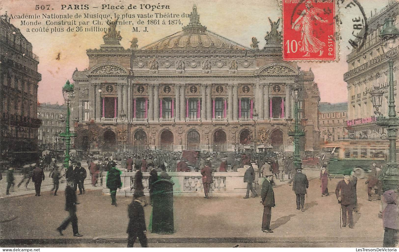 FRANCE - Paris - Place De L'Opéra - Académie Nationale De Musique - Animé - Carte Postale Ancienne - Places, Squares