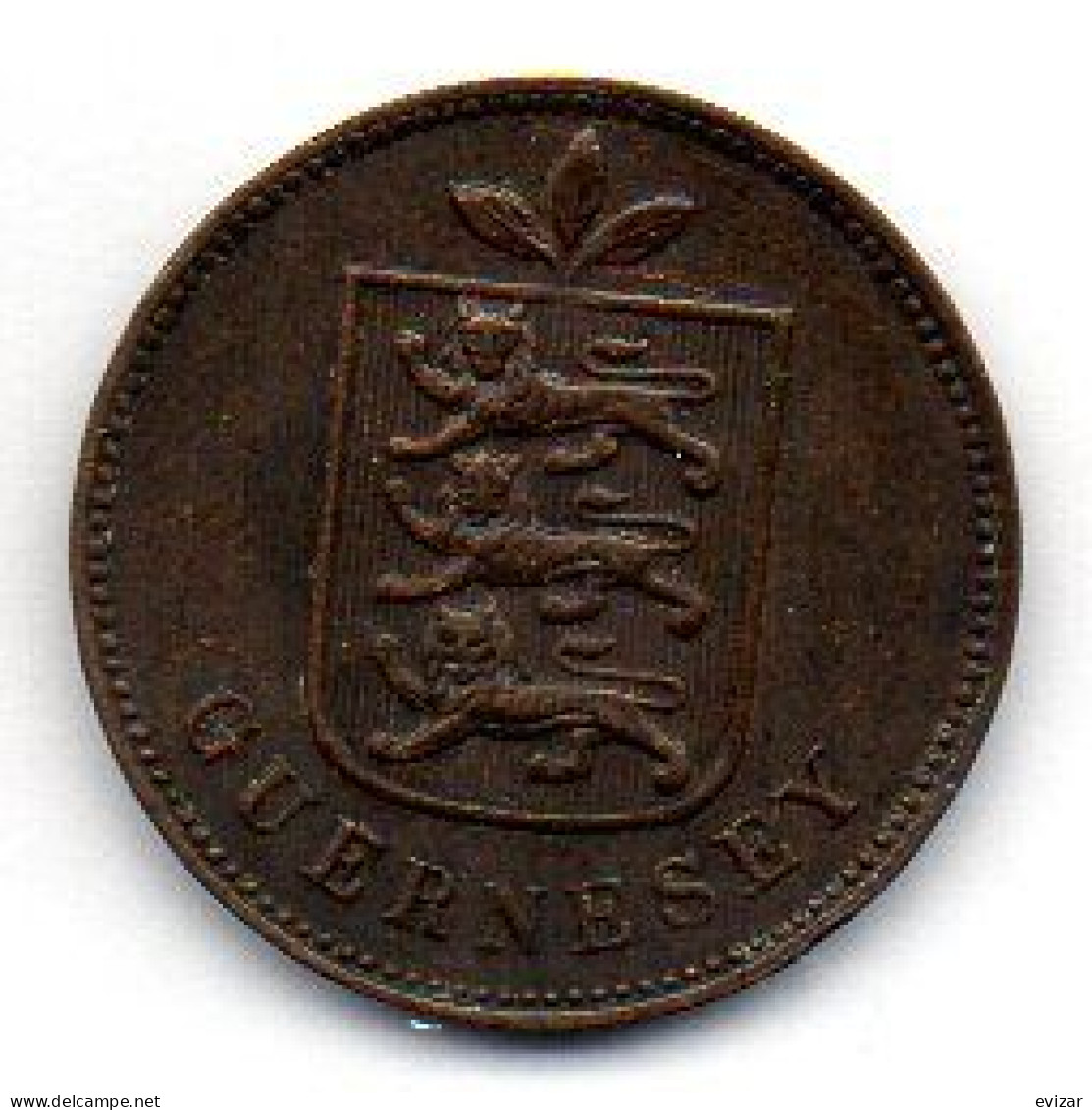 GUERNSEY, 1 Double, Copper, Year 1893, KM # 10 - Guernsey