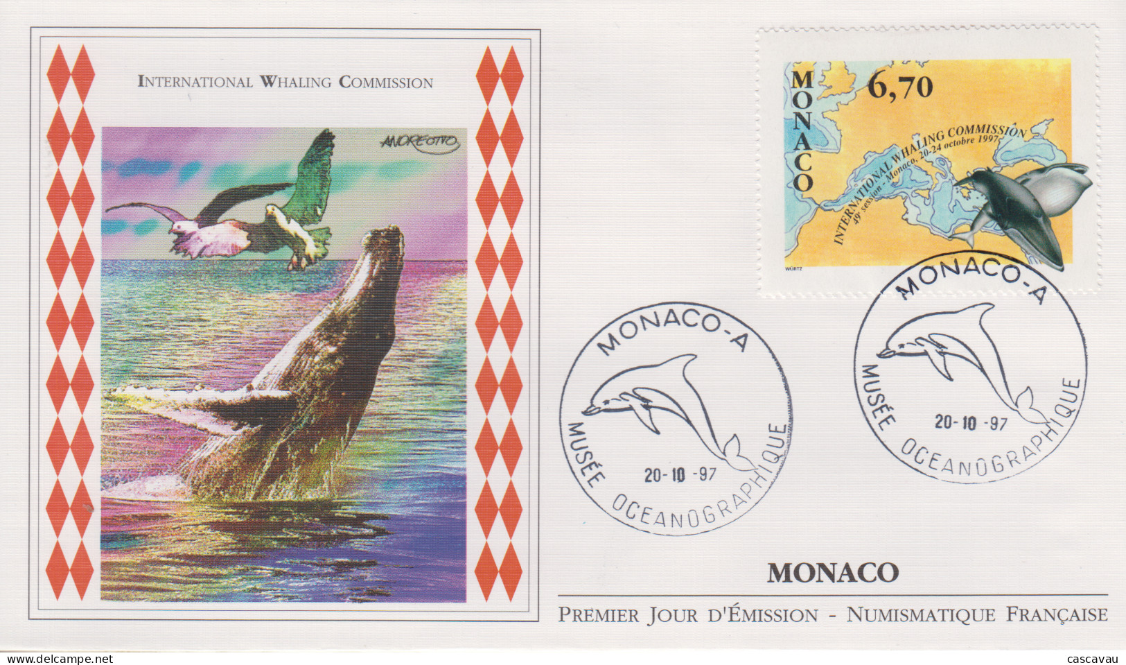 Enveloppe  FDC  1er  Jour    MONACO   Commission  Internationale  Pour  La   Protection  Des   BALEINES   1997 - Whales