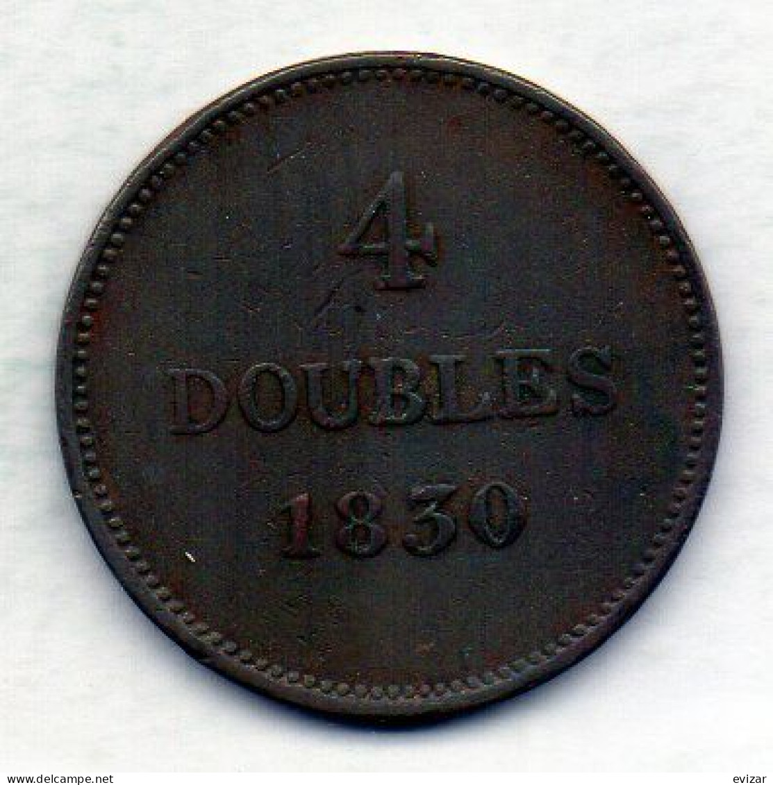 GUERNSEY, 4 Doubles, Copper, Year 1830, KM # 2 - Guernesey