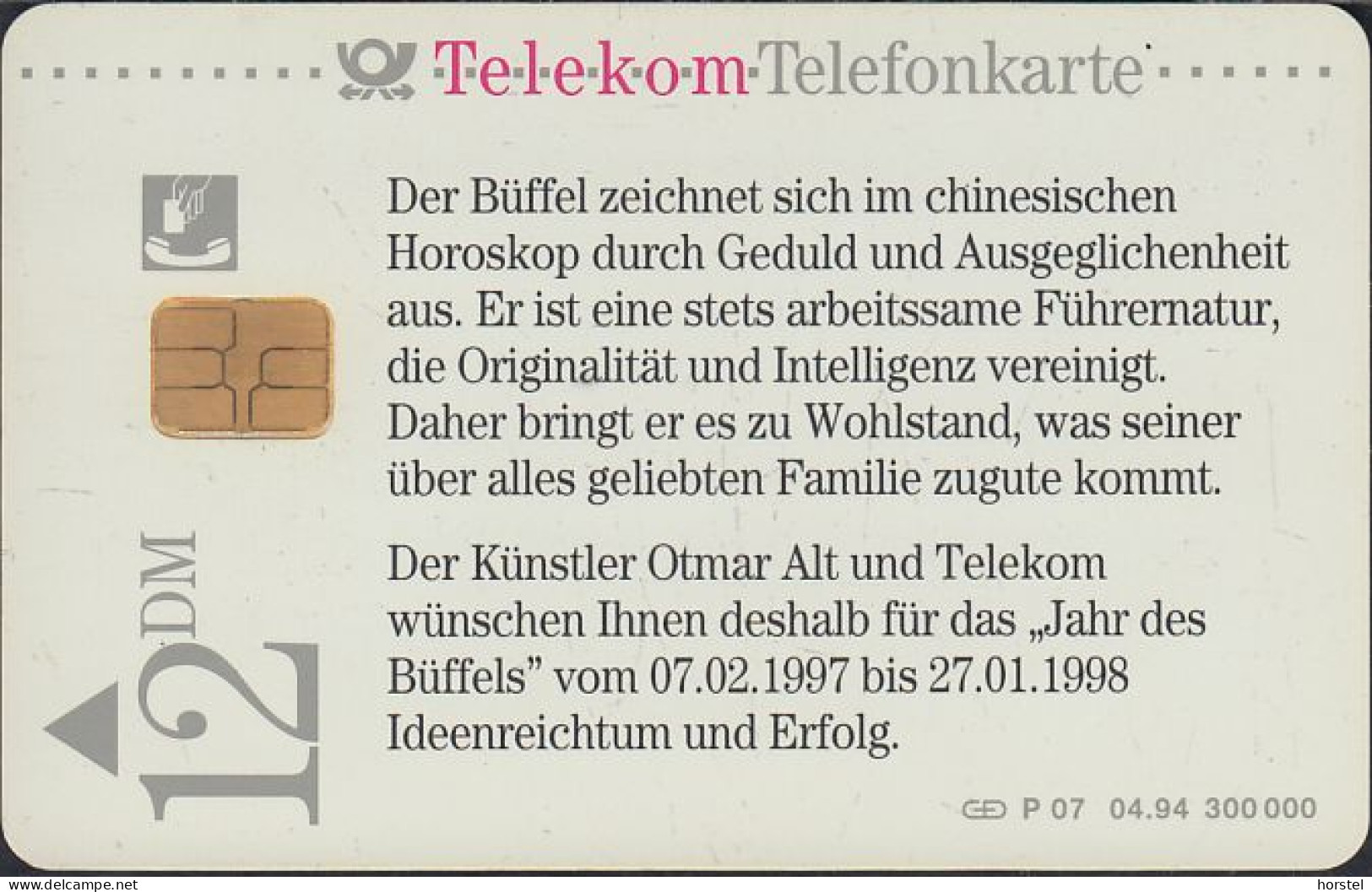 GERMANY P07/94 - Otmar Alt - Horoskop "Jahr Des Büffels" DD:1405 - P & PD-Series: Schalterkarten Der Dt. Telekom