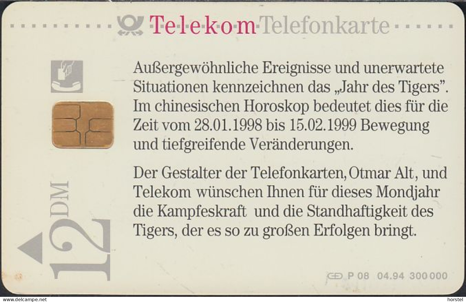 GERMANY P08/94 - Otmar Alt - Horoskop "Jahr Des Tigers" DD:1404 - P & PD-Series: Schalterkarten Der Dt. Telekom
