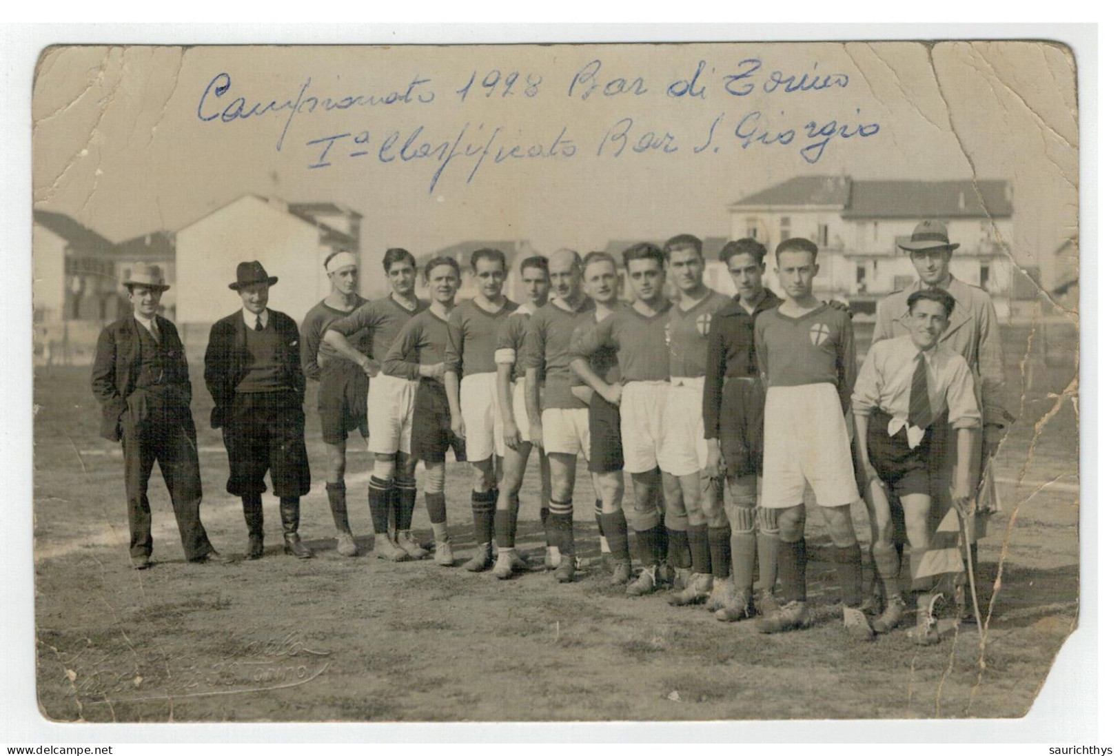 Foto Cartolina Campionato 1928 Vincitore Bar San Giorgio Calcio Torino Appartenuta Ad Un Calciatore Della Biellese - Stadiums & Sporting Infrastructures