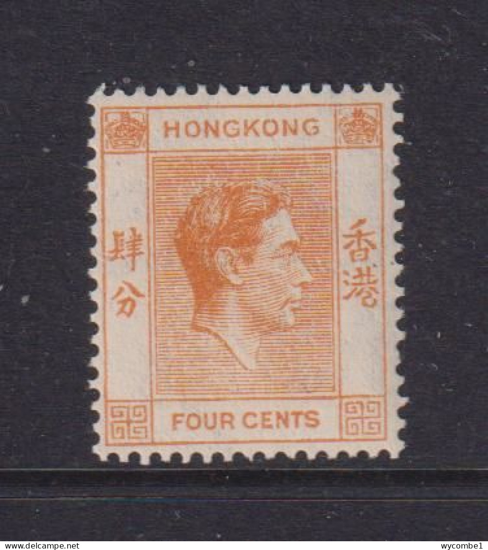 HONG KONG  -  1938-52 George VI Multiple Script CA 4c Hinged Mint - Unused Stamps