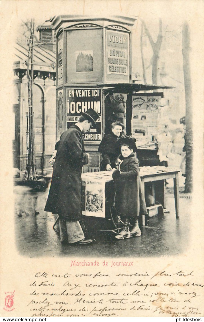 PARIS   ( Editions Kunzli 1900 )  MARCHANDE DE JOURNEAUX - Straßenhandel Und Kleingewerbe