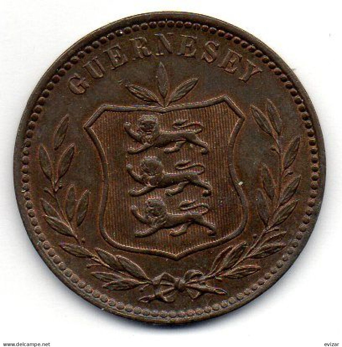 GUERNSEY, 8 Doubles, Copper, Year 1911, KM # 7 - Guernsey