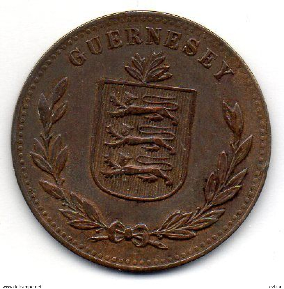 GUERNSEY, 8 Doubles, Copper, Year 1918, KM # 14 - Guernsey