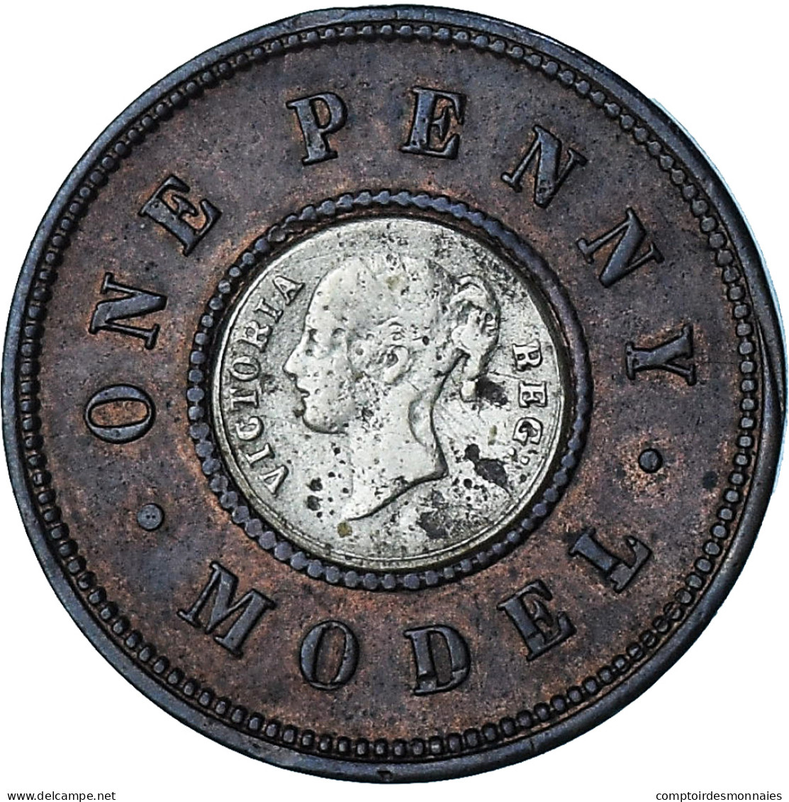 Grande-Bretagne, Victoria, One Penny Model, ND (1844), TTB, Bronze - D. 1 Penny