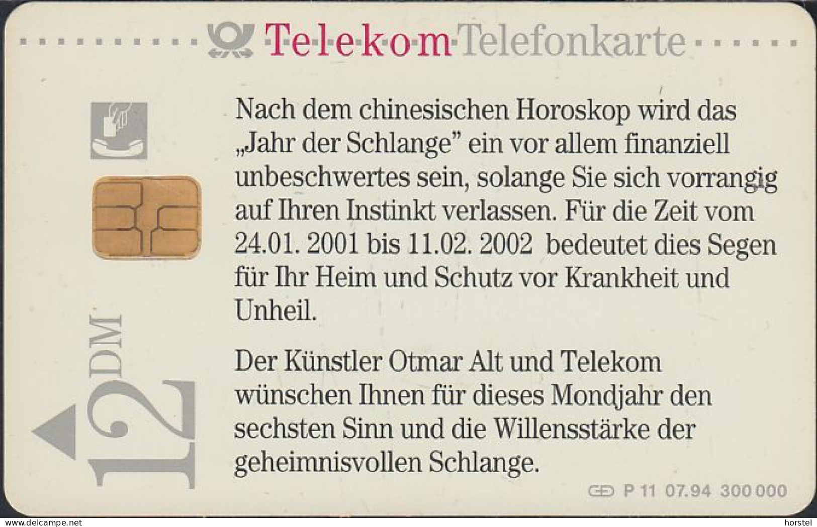 GERMANY P11/94 - Otmar Alt - Horoskop "Jahr Der Schlange" DD:1405 - P & PD-Series: Schalterkarten Der Dt. Telekom