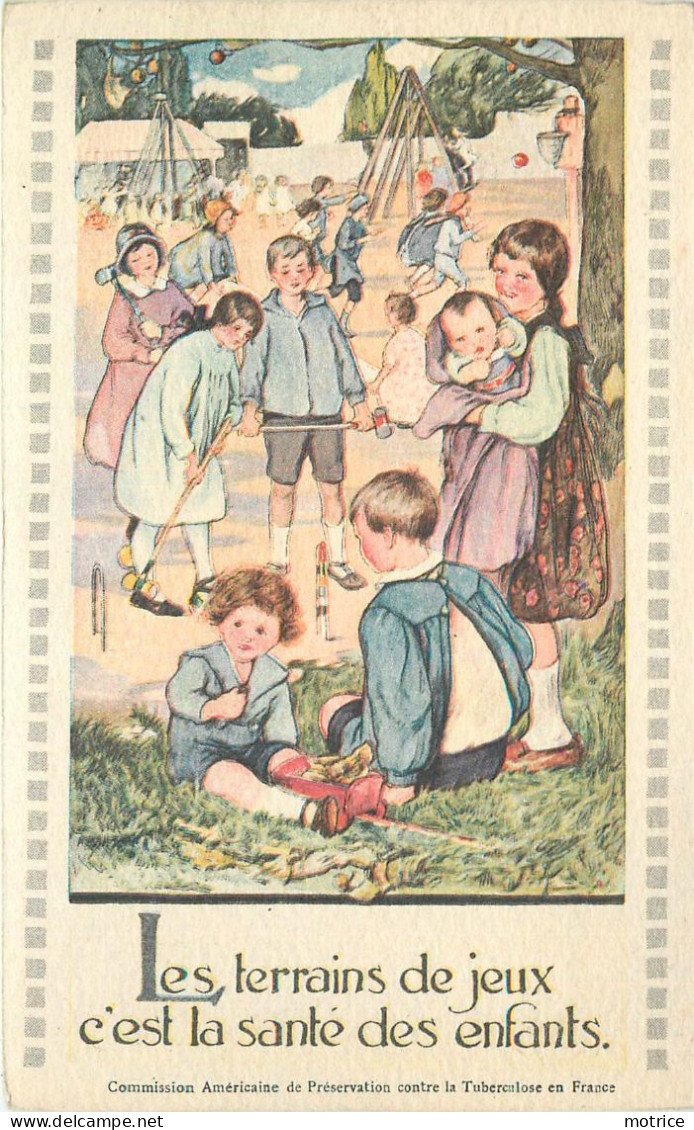 JEUX DE CROQUET - Enfants, Les Terrains De Jeux C'est La Santé Des Enfants, Carte Illustrée Contre La Tuberculose. - Jeux Et Jouets