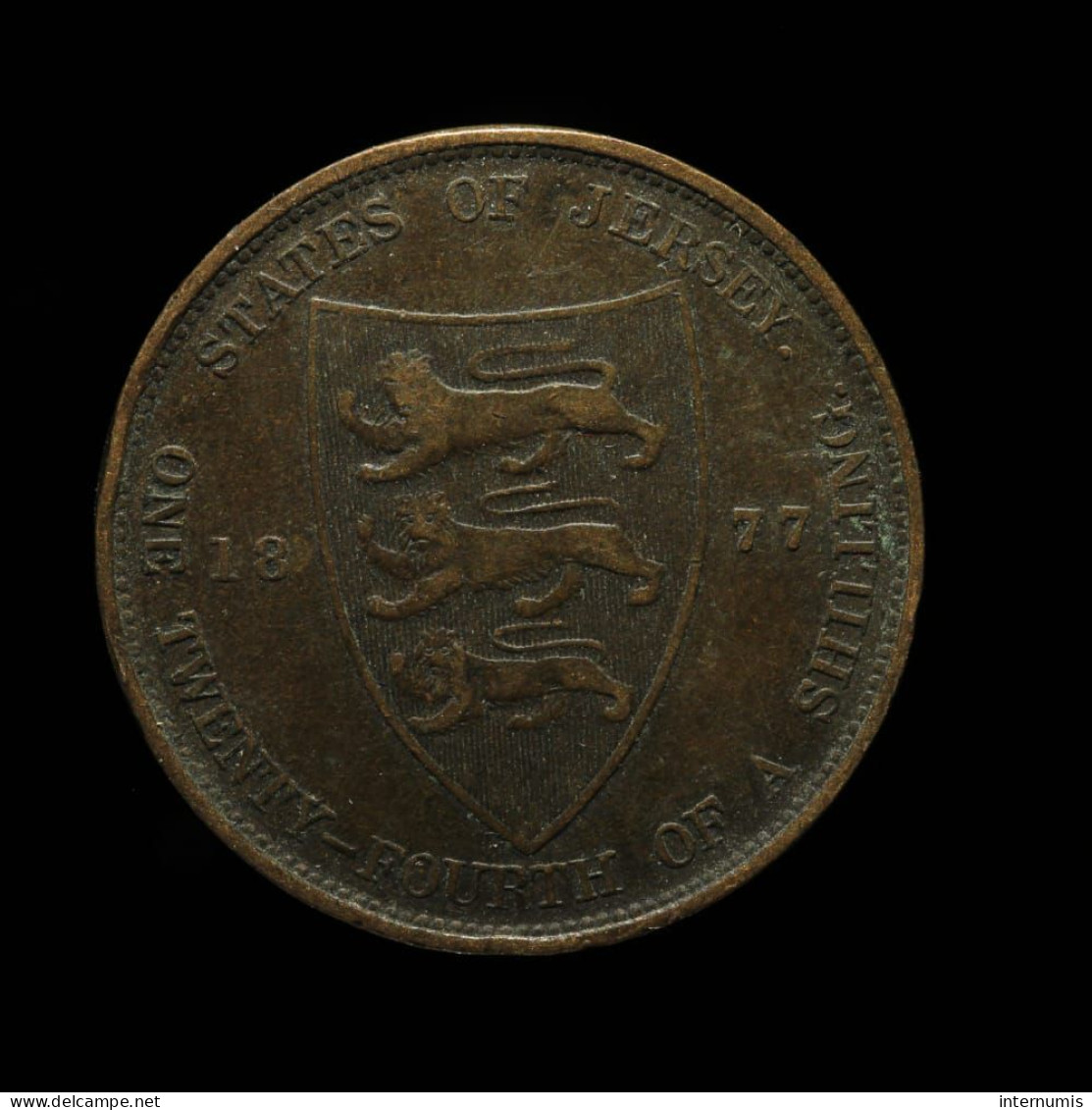 Jersey, Victoria, 1/12 Shilling, 1877, H- Heaton, Bronze, TTB (EF), KM#8 - Jersey
