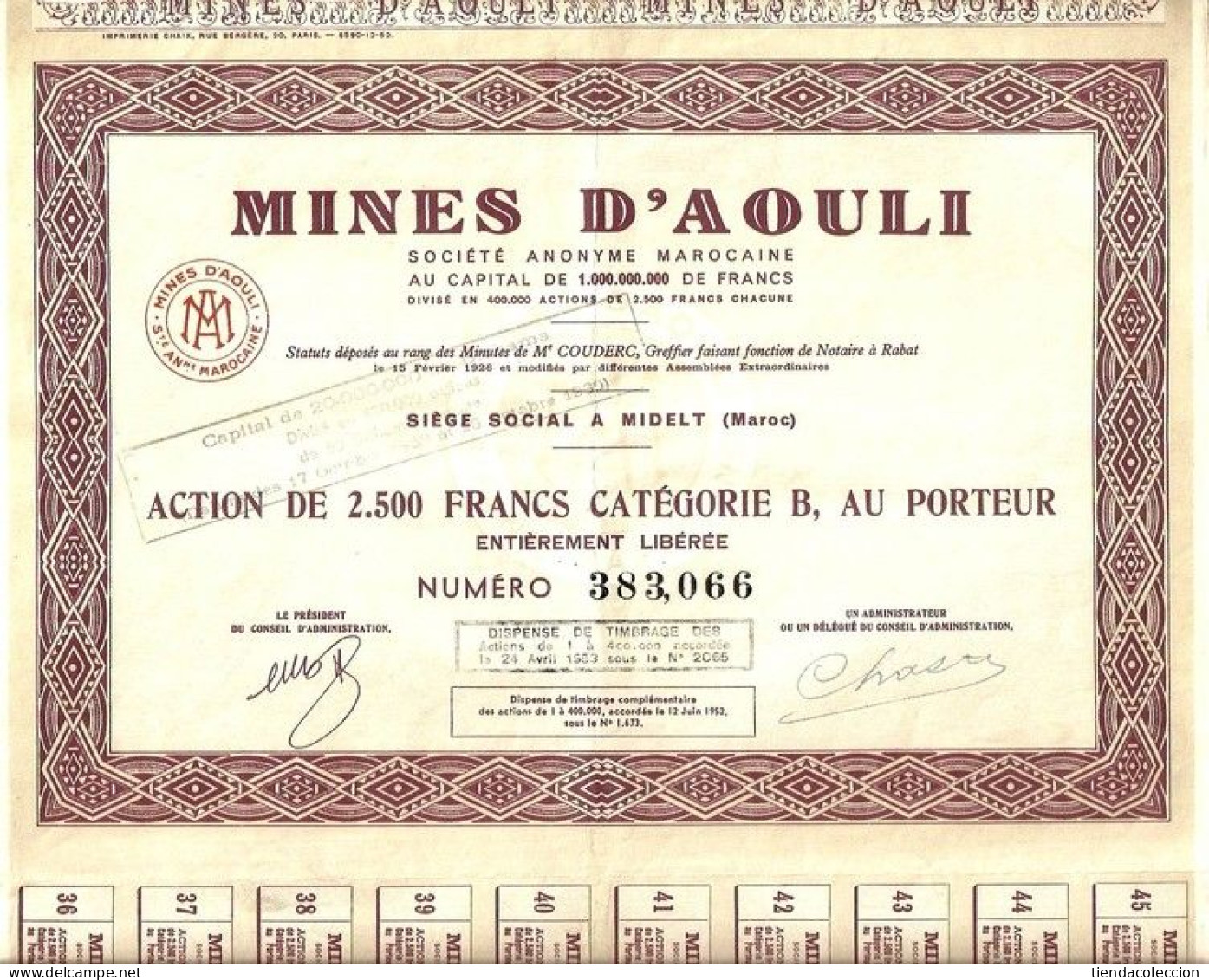 MINES D'AOULI SOCIETE ANONYME MAROCAINE - Afrique