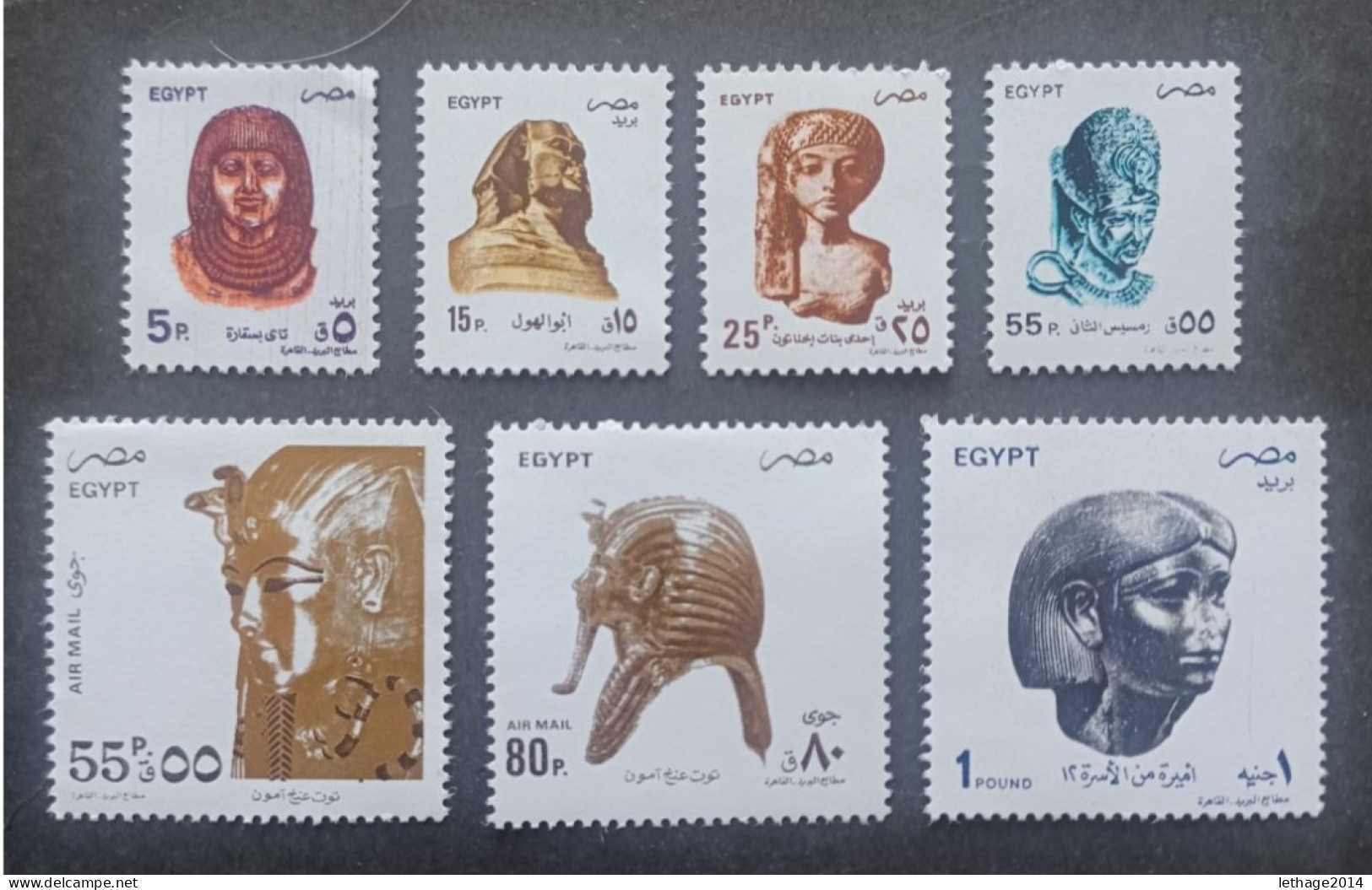 EGYPT 1993 TESORI ARCHEOLOGICICAT YVERT N 1474-1475 -1480-1483-1487 AIRMAIL 219-220  MNH - Unused Stamps