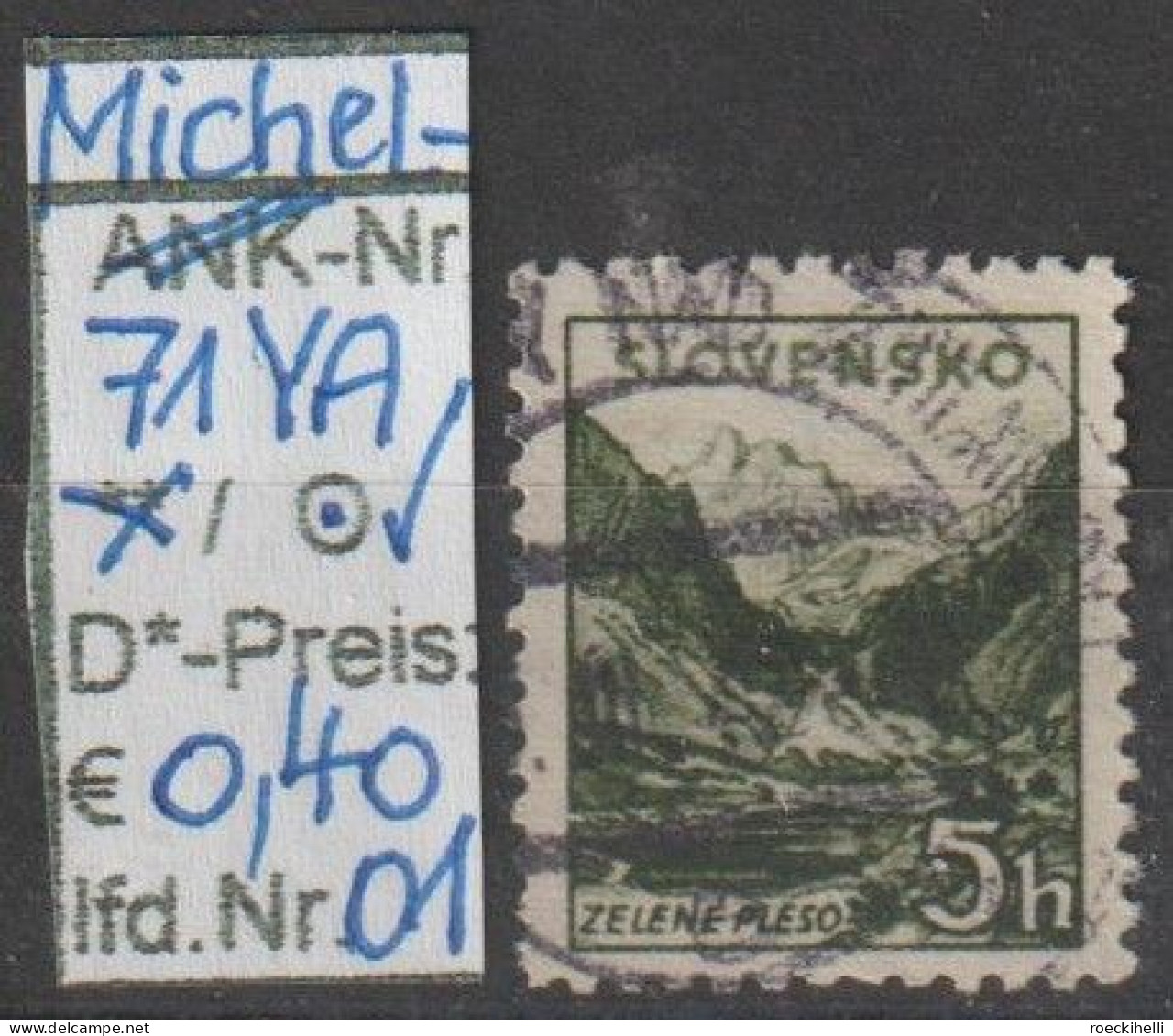 1940/43 - SLOWAKEI - FM/DM "Landschaften" 5 H Dkl'olivgrün - O  Gestempelt - S.Scan (71YAo 01-03 Slowakei) - Used Stamps