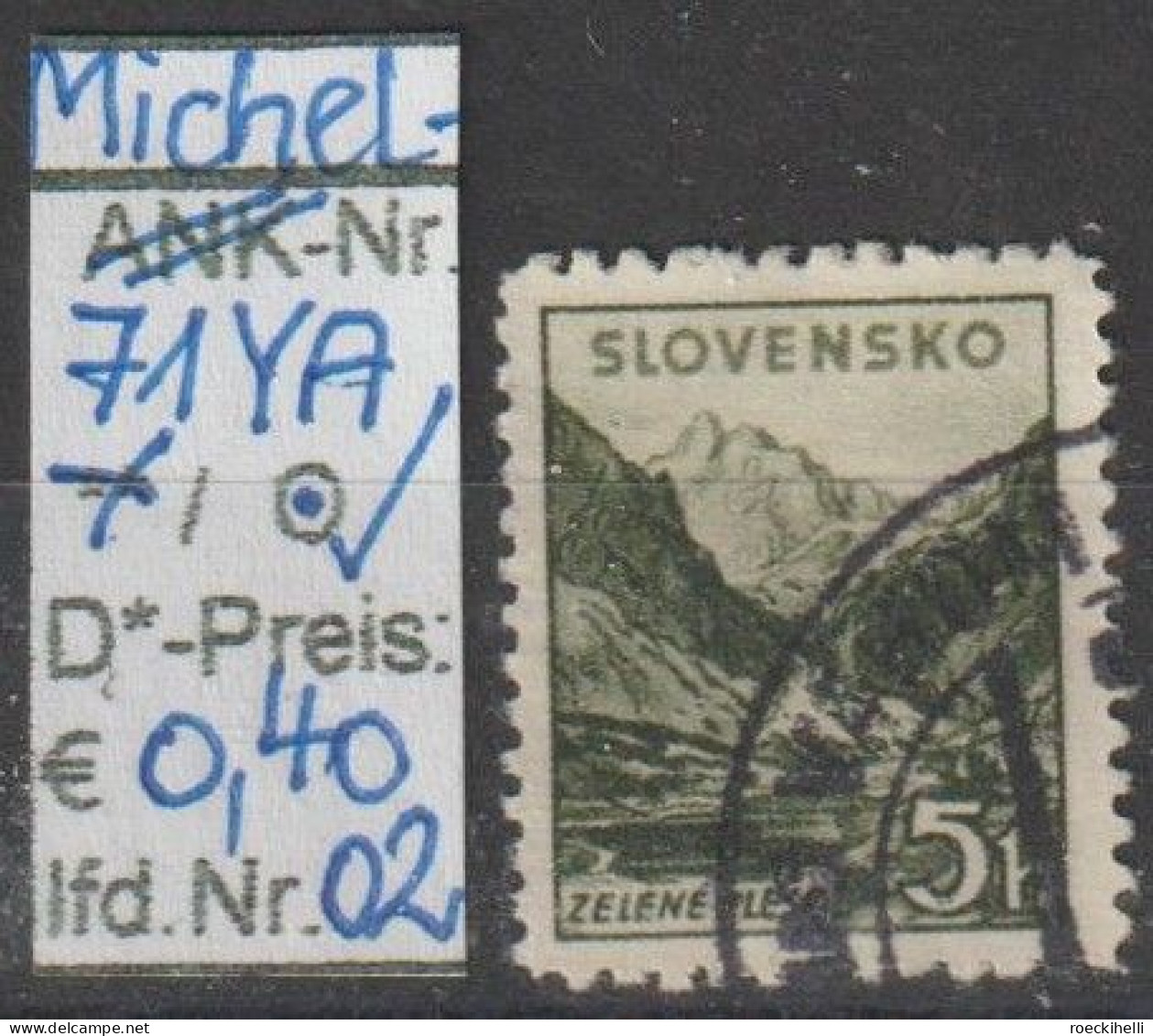 1940/43 - SLOWAKEI - FM/DM "Landschaften" 5 H Dkl'olivgrün - O  Gestempelt - S.Scan (71YAo 01-03 Slowakei) - Used Stamps