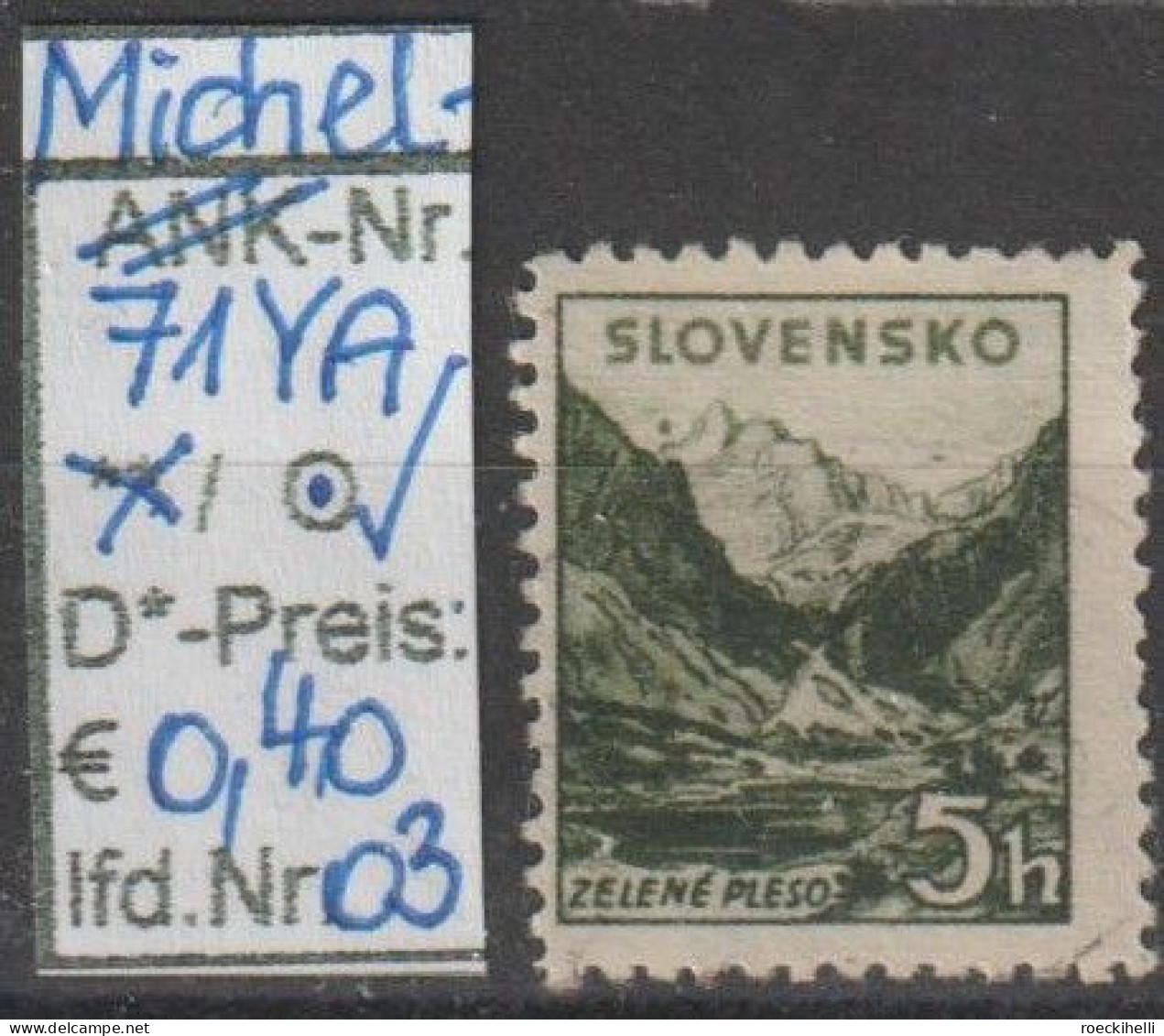 1940/43 - SLOWAKEI - FM/DM "Landschaften" 5 H Dkl'olivgrün - O  Gestempelt - S.Scan (71YAo 01-03 Slowakei) - Usati