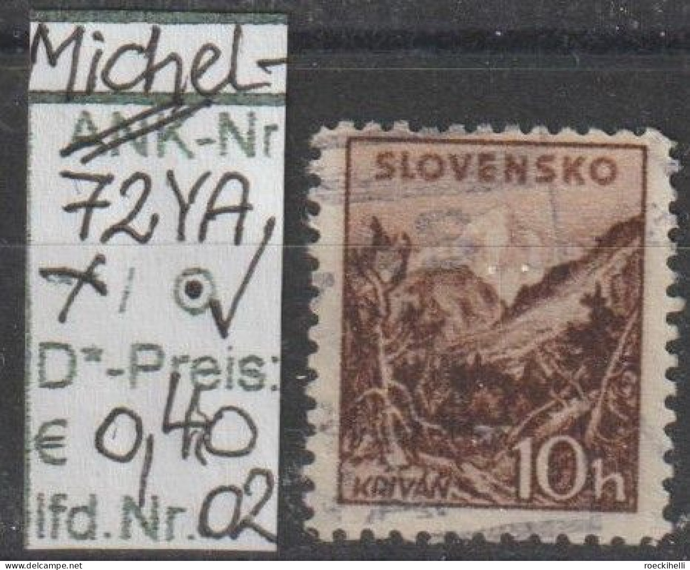 1940/43 - SLOWAKEI - FM/DM "Landschaften" 10 H Dkl'lilabraun - O  Gestempelt - S.Scan (72YAo 01-02 Slowakei) - Usati