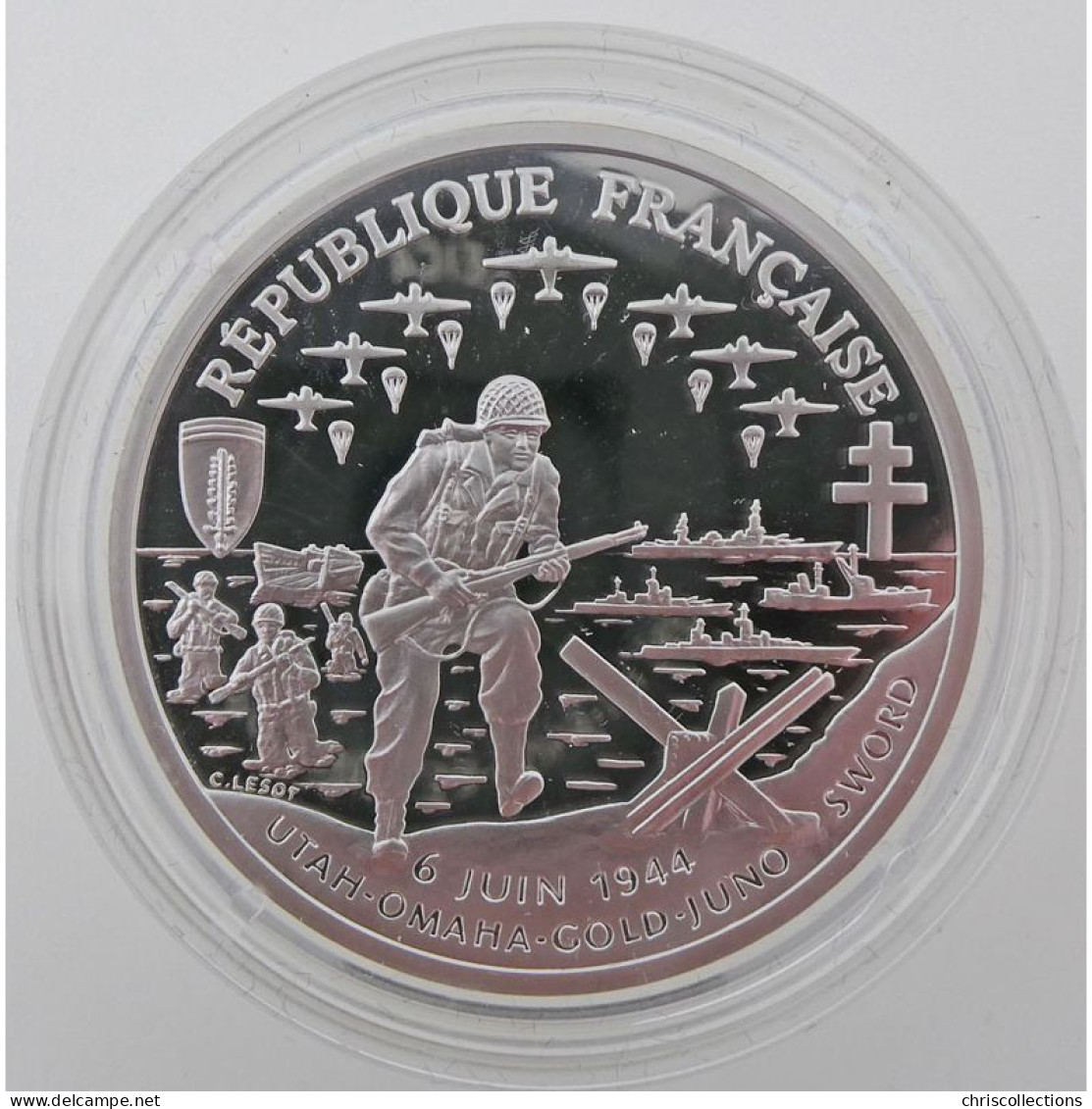 1 Franc 1993 BE, 50ème Anniv. Débarquement Allié, KM#1014 - Conmemorativos