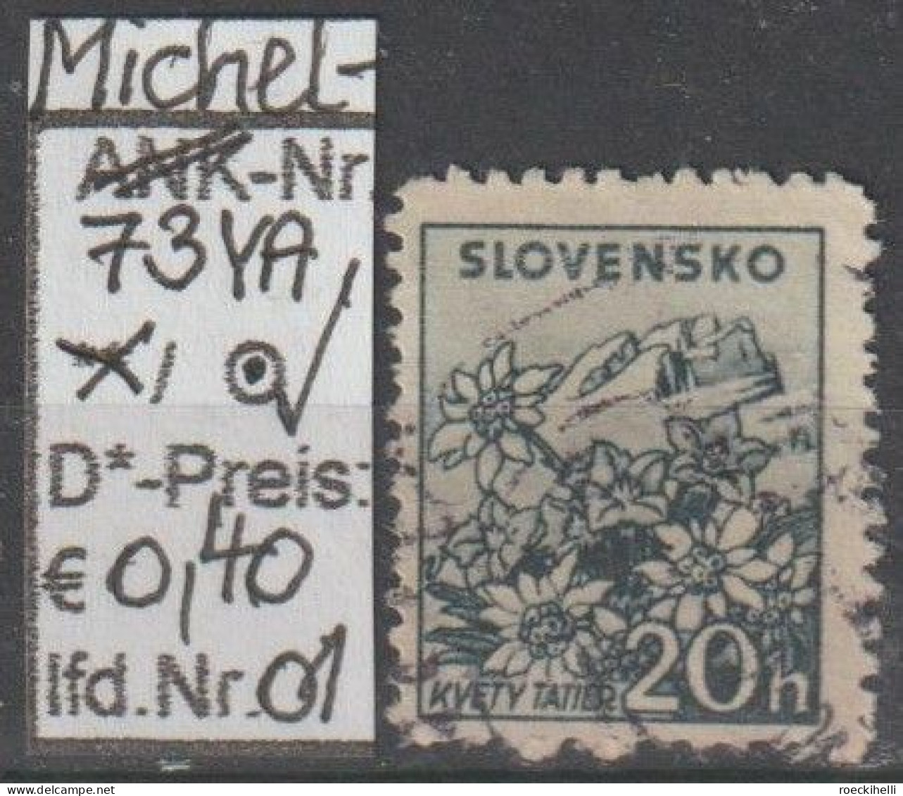 1940/43 - SLOWAKEI - FM/DM "Landschaften" 20 H Dkl'blaugrau - O  Gestempelt - S.Scan (73YAo 01-03 Slowakei) - Used Stamps