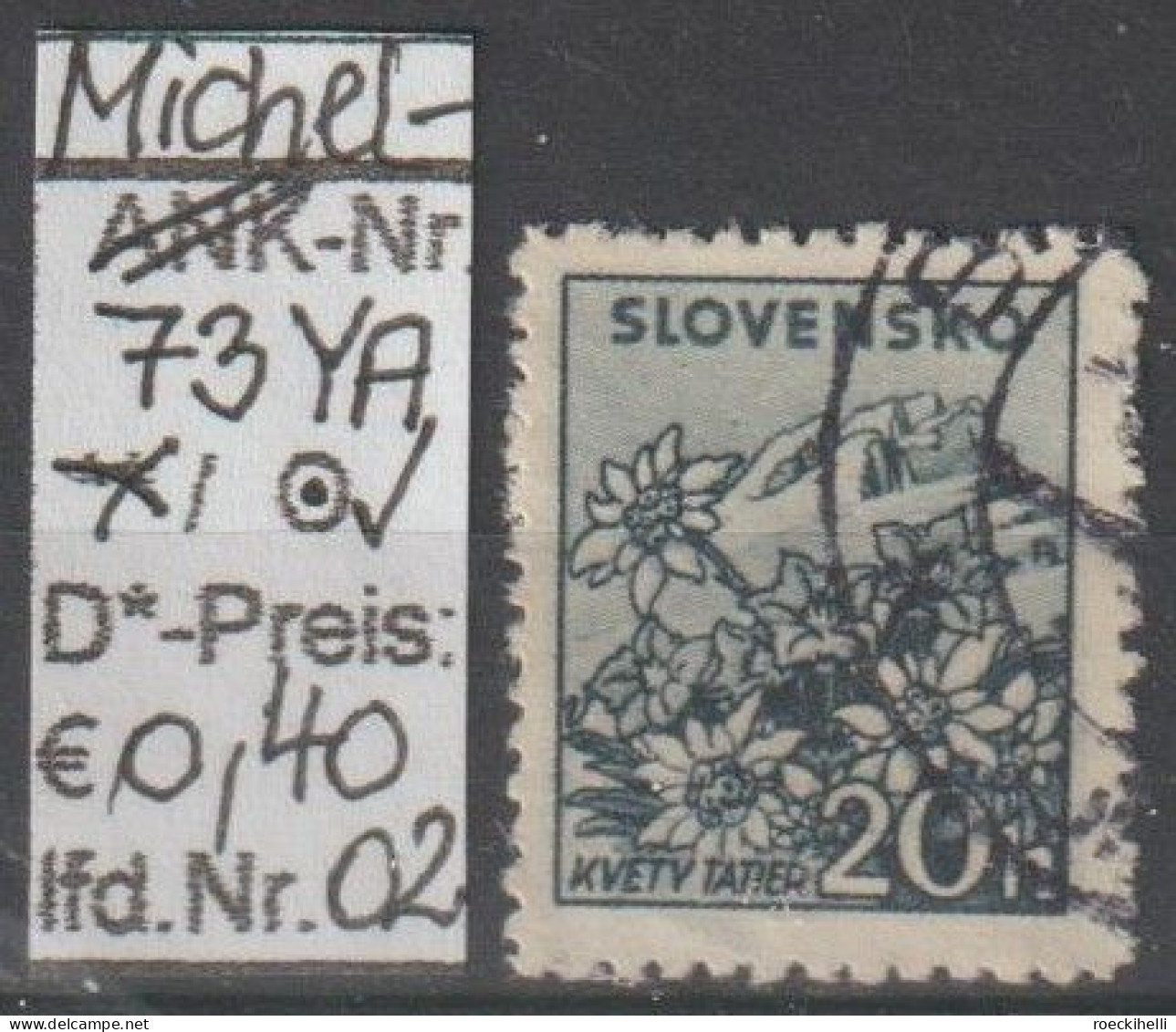 1940/43 - SLOWAKEI - FM/DM "Landschaften" 20 H Dkl'blaugrau - O  Gestempelt - S.Scan (73YAo 01-03 Slowakei) - Used Stamps