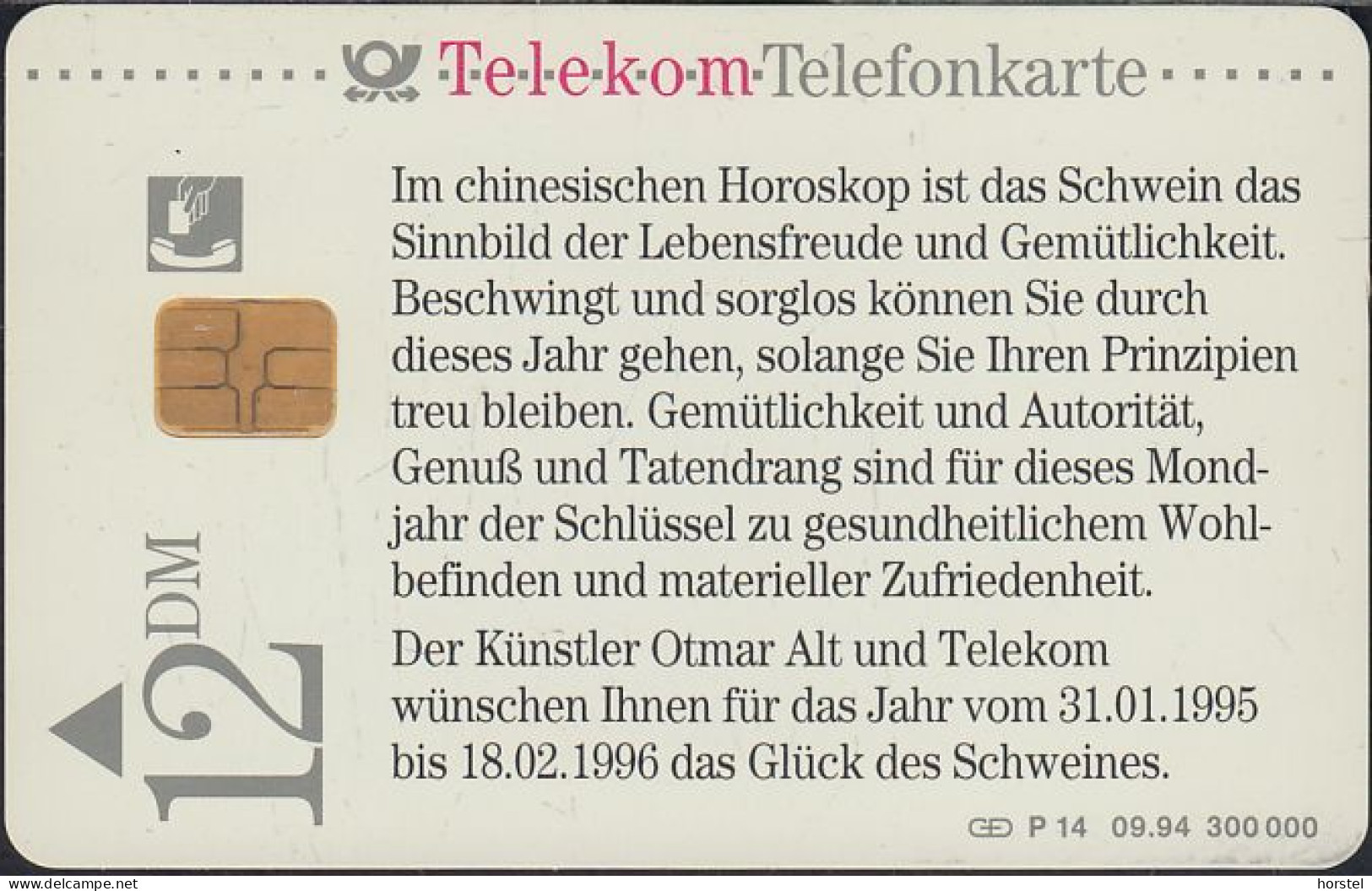 GERMANY P14/94 - Otmar Alt - Horoskop "Jahr Des Schweins" DD:1407 - P & PD-Series: Schalterkarten Der Dt. Telekom