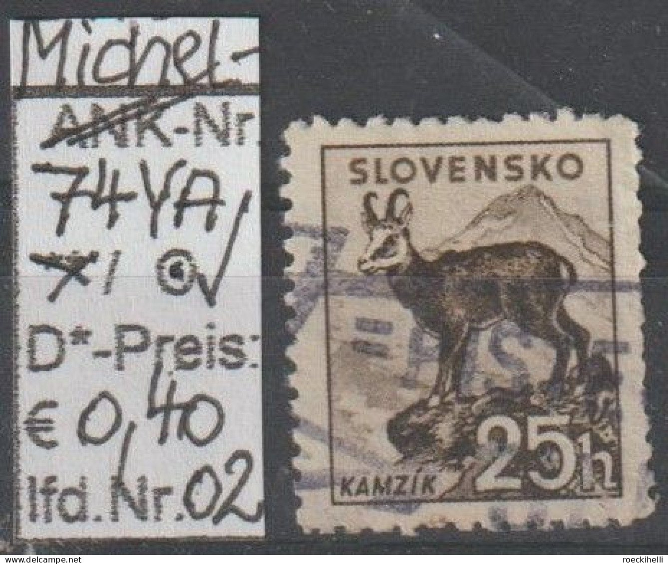 1940/43 - SLOWAKEI - FM/DM "Landschaften" 25 H Dkl'braun - O  Gestempelt - S.Scan (74YAo 01-03 Slowakei) - Used Stamps