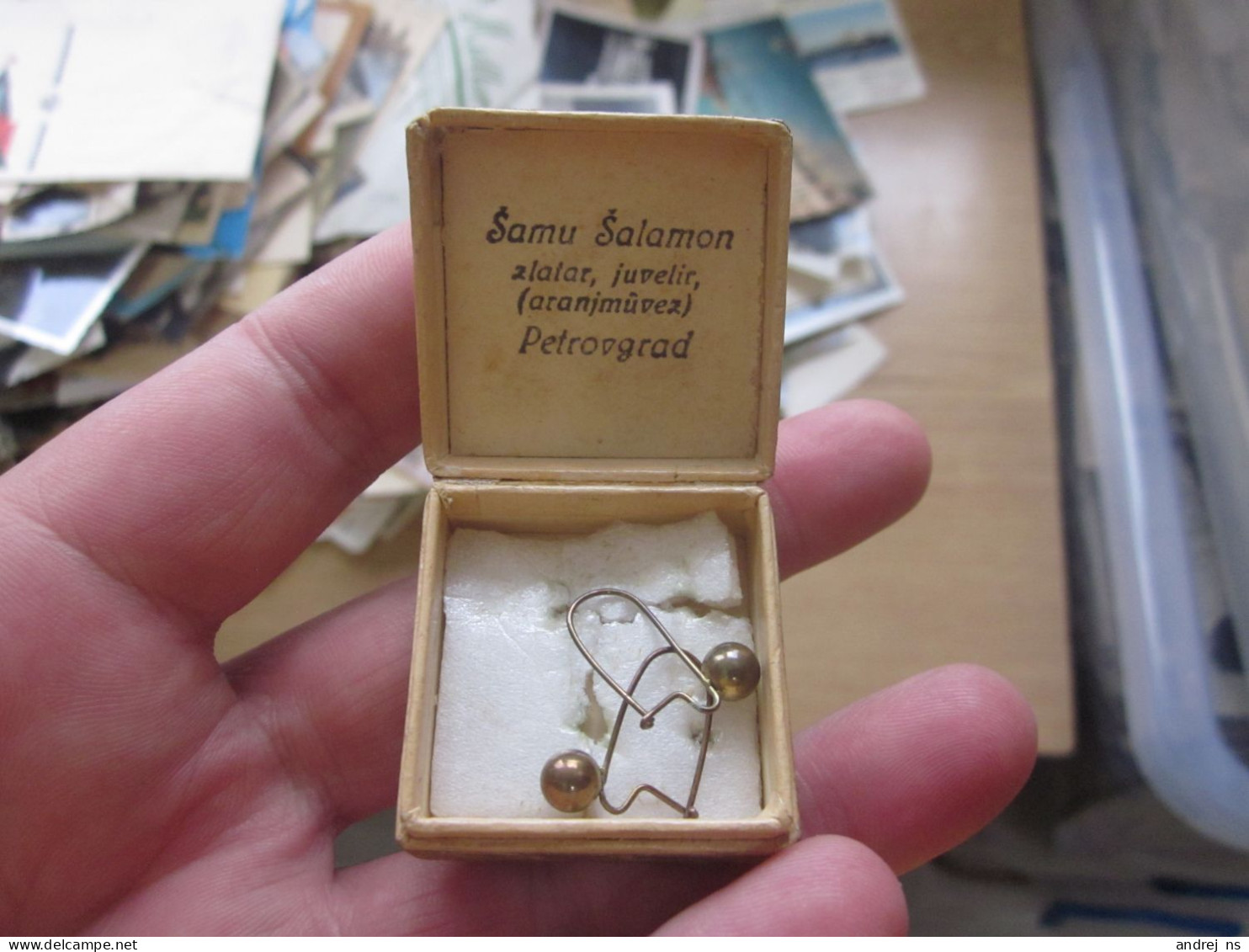 Judaica Samu Salamon Zlatar Juvelir Aranymuves Petrovgrad Zrenjanin Gr Becskerek Earrings In Original Box - Boucles D'oreilles