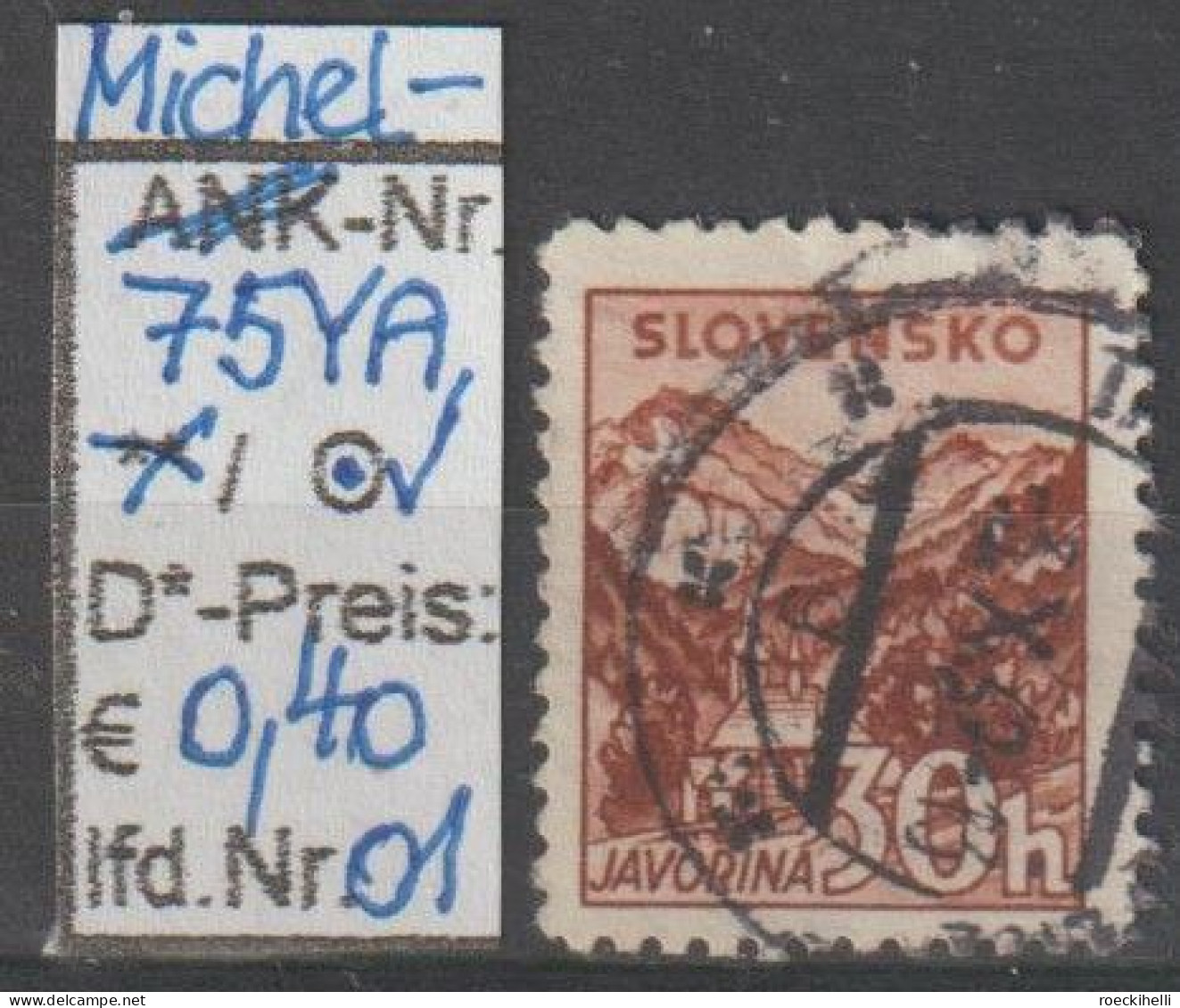 1940/43 - SLOWAKEI - FM/DM "Landschaften" 30 H Rotbraun - O  Gestempelt - S.Scan (75YAo 01-03 Slowakei) - Used Stamps