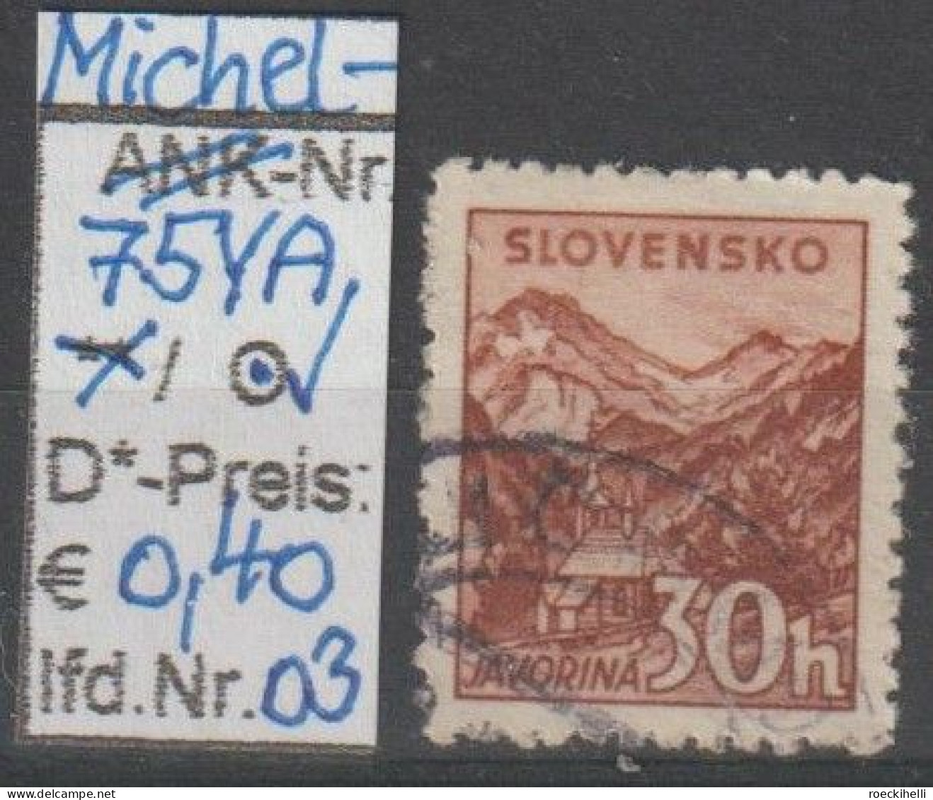 1940/43 - SLOWAKEI - FM/DM "Landschaften" 30 H Rotbraun - O  Gestempelt - S.Scan (75YAo 01-03 Slowakei) - Used Stamps