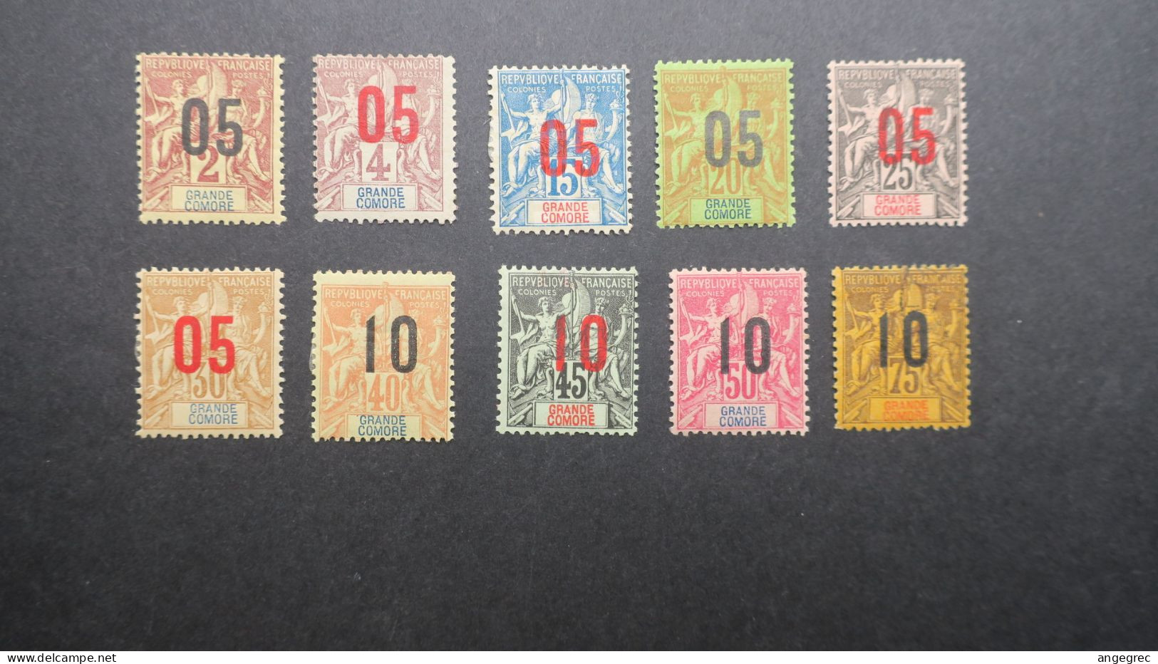 Timbre  Lot De 10 Grande Comore 1912  Neuf * C: 24 €  Voir Scan - Autres & Non Classés