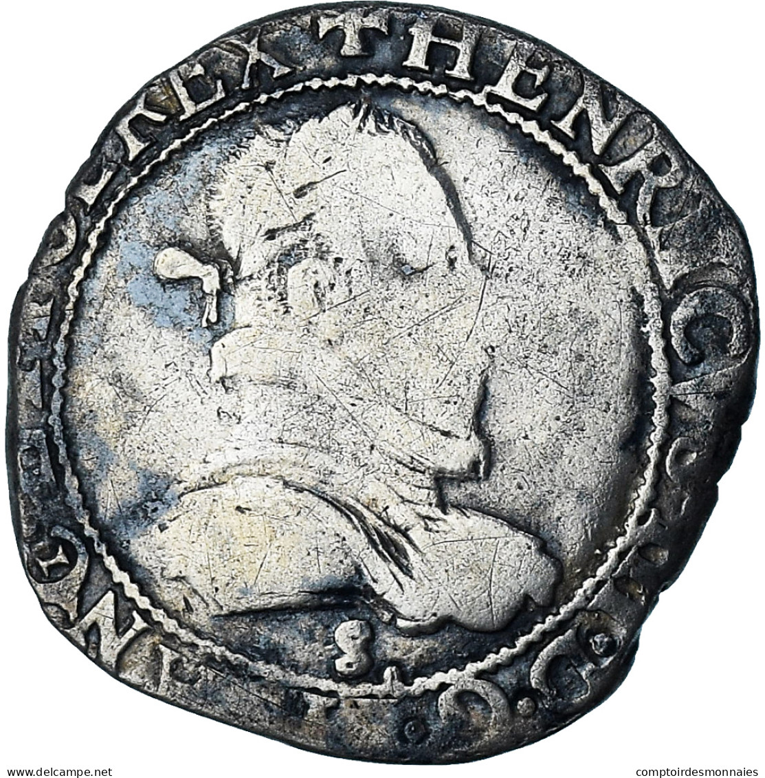 France, Henri III, 1/2 Franc Au Col Plat, 1578, Troyes, TB, Argent, Gadoury:487 - 1574-1589 Enrico III