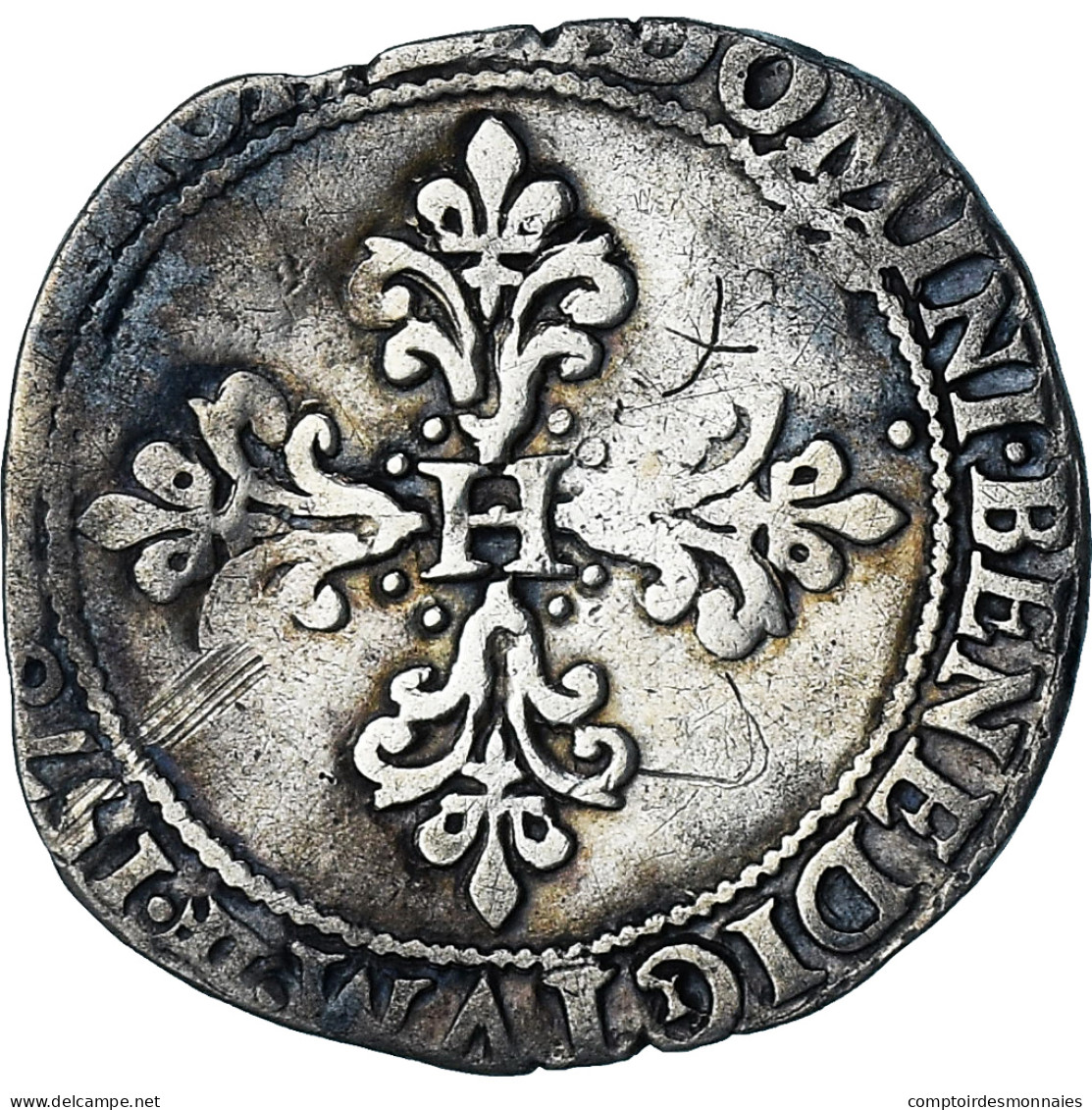 France, Henri III, 1/2 Franc Au Col Plat, 1578, Troyes, TB, Argent, Gadoury:487 - 1574-1589 Enrico III