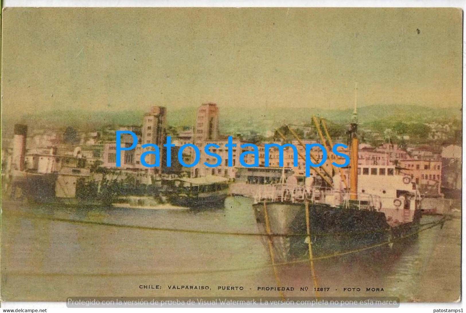 218514 CHILE VALPARAISO VISTA DEL PUERTO PORT & SHIP POSTAL POSTCARD - Chili