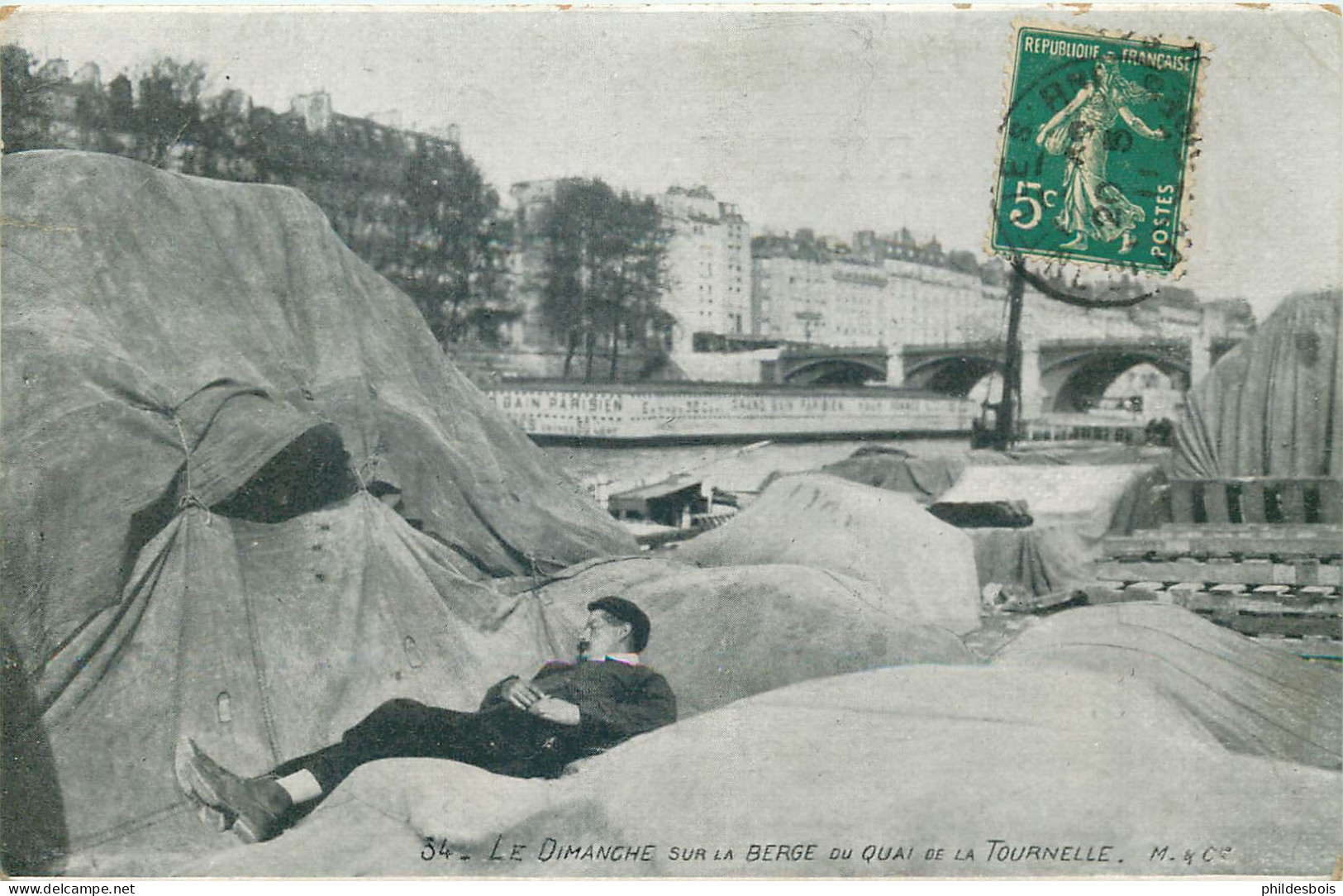 PARIS   ( Berges De La Seine  )  LE DIMANCHE SUR LA BERGE - La Seine Et Ses Bords