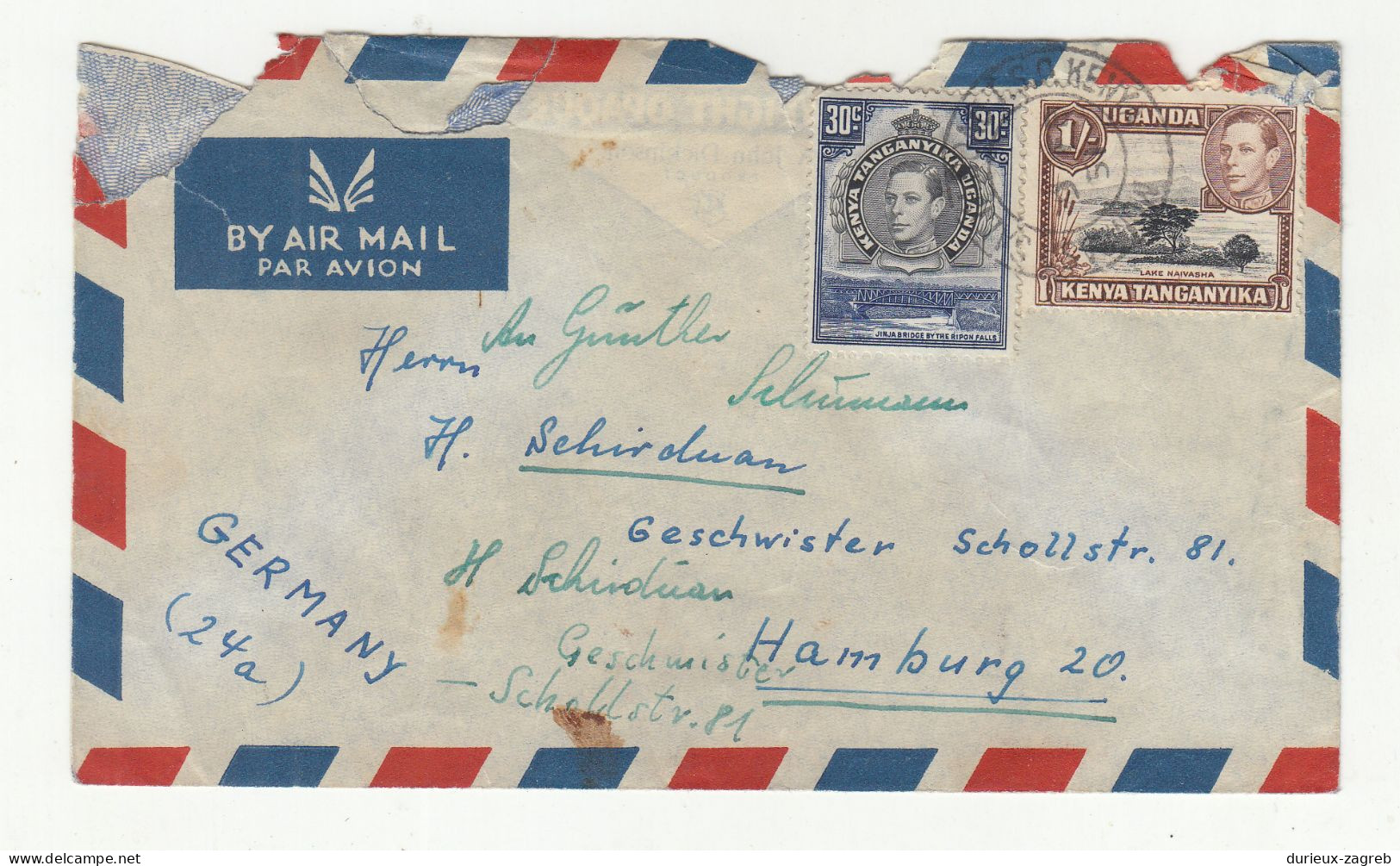 KUT Air Mail Letter Cover Posted 194? To Germany B231120 - Kenya, Uganda & Tanganyika